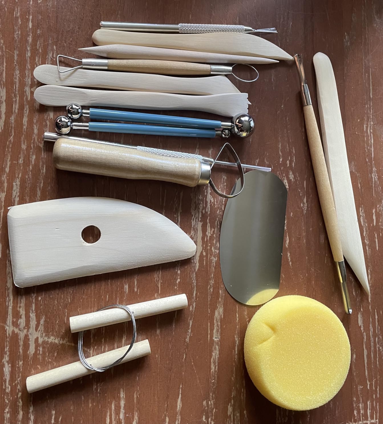 KACOLA Pottery Tool Kit, 17pcs Polymer Clay Tools, Modeling Clay Sculpting Tools Kit, Ceramics Tools, Trimming, Embossing Pattern, Smooth Wooden Handles customer photo 2