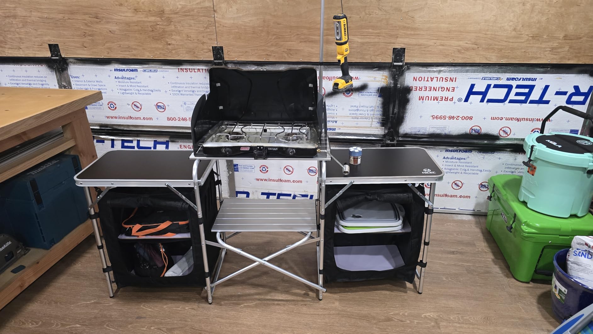 Nice C Camping Kitchen Table, Folding Cook Table, Cook Station (Silver) | Portable Grill Table, Upgraded Light Stand, Windshield, 3 Organizers, Carry Bag, Grill, Outdoor, Beach, BBQ, Picnic, Cooking customer photo 1