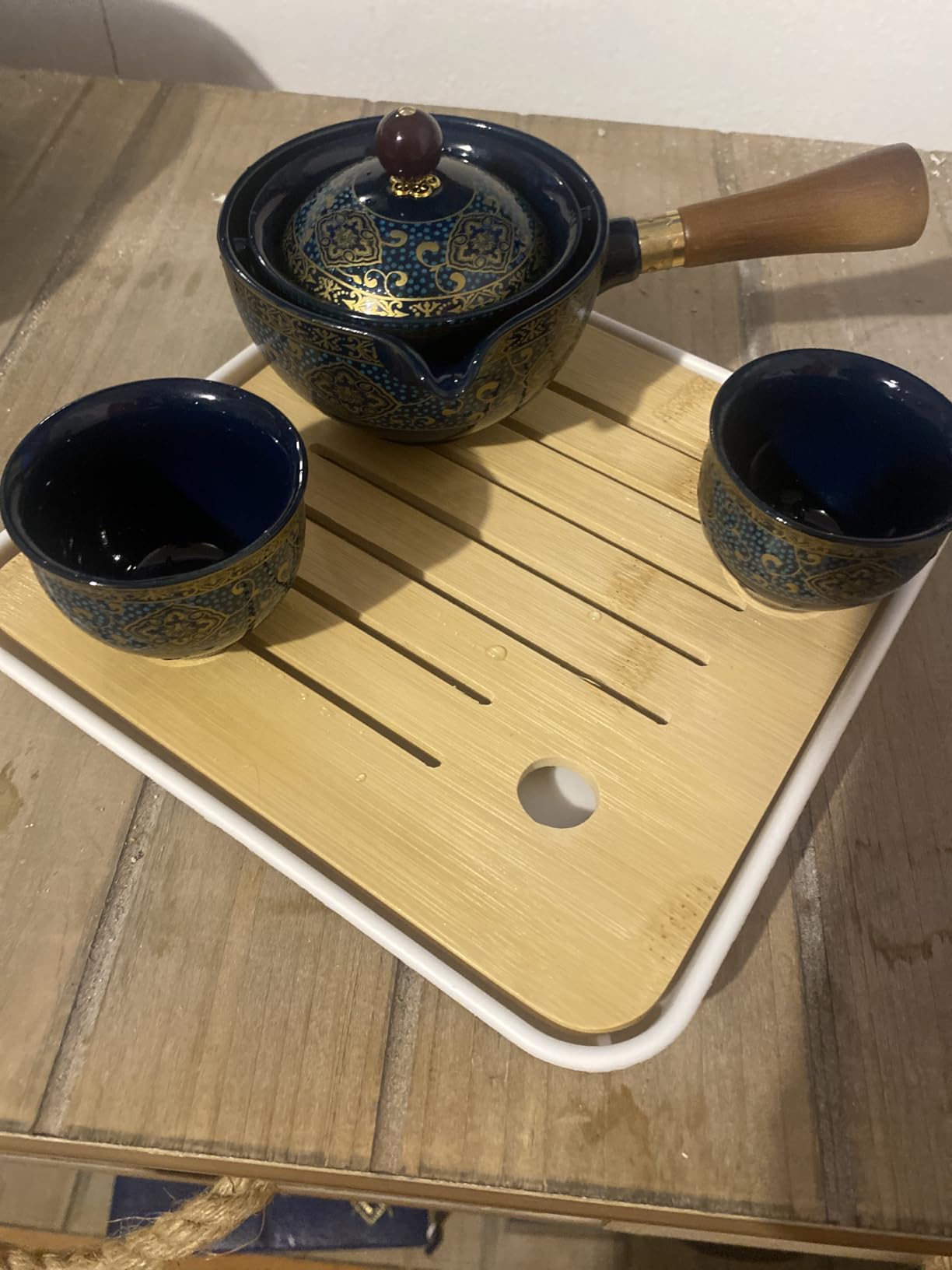 LURRIER Porcelain Chinese Gongfu Tea Set, Portable Teapot Set with 360 Rotation Tea Maker and Infuser, Portable All in One Gift Bag for Travel, Home, Gifting, Outdoor and Office (Floral White) customer photo 2