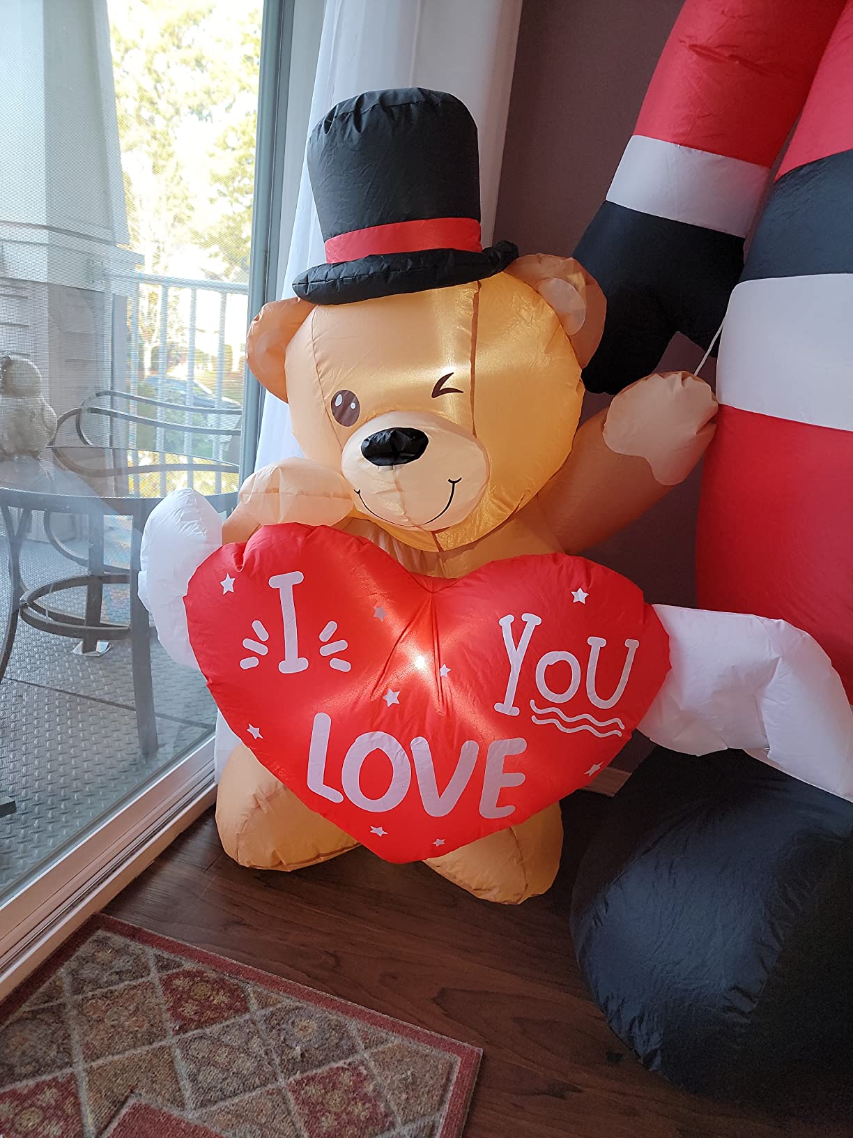 AerWo 4 FT Valentines Day Outdoor Decoration Inflatable Teddy Bear with Love Heart, Valentines Blow Up Yard Decorations with Build-in LED Lights Sweet Valentines Gift for Home Wedding Party Décor customer photo 2