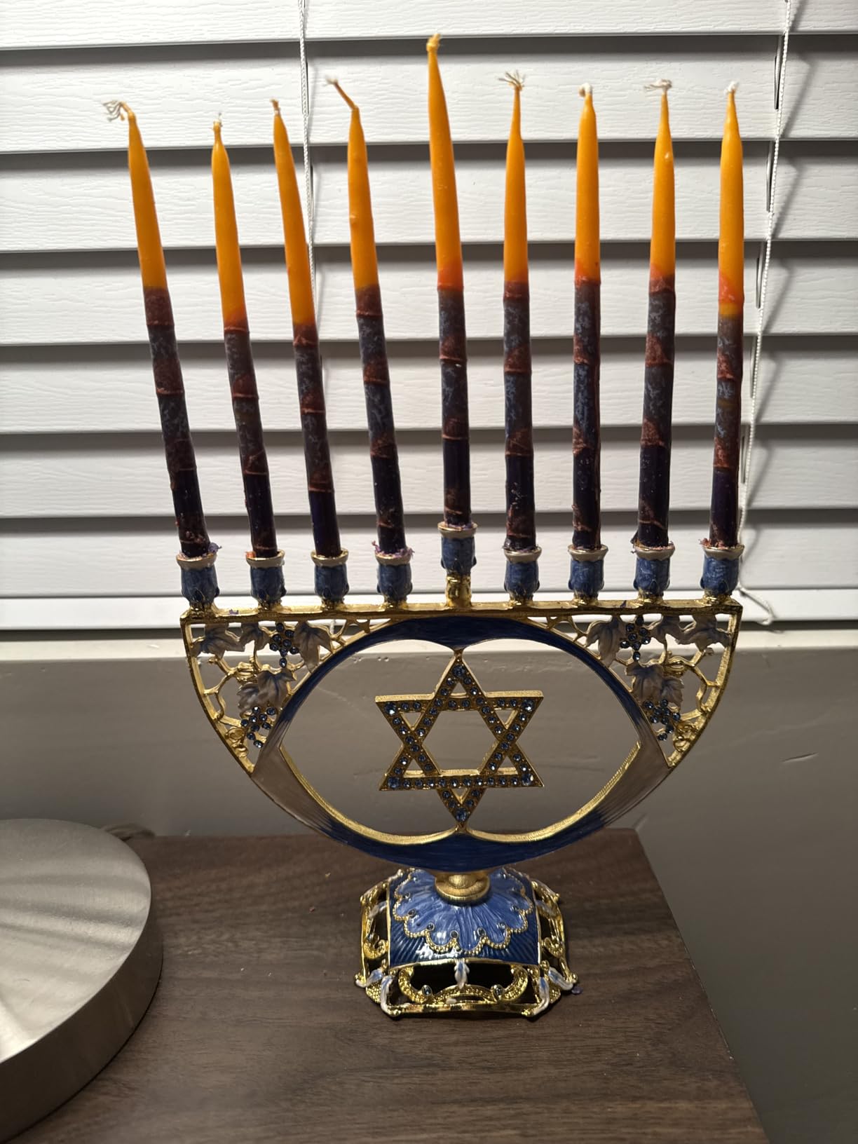 Hanukkah Menorah - Fits All Standard Chanukah Candles - Modern Jeweled Candle Menorahs for Chanukah - Blue Traditional Star - Ner Mitzvah customer photo 1