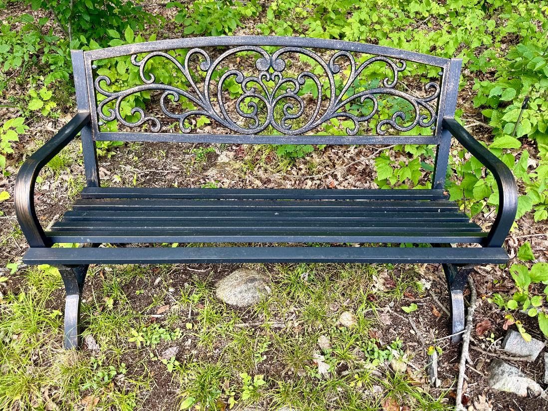 MFSTUDIO 50 Inches Outdoor Garden Bench Cast Iron Metal Frame, Floral Black | E-Coating Anti-Rust Finish, Weatherproof Outdoor Bench for Patio, Porch, Front Door, Park, Up to 550 Lbs for 2-3 People customer photo 1