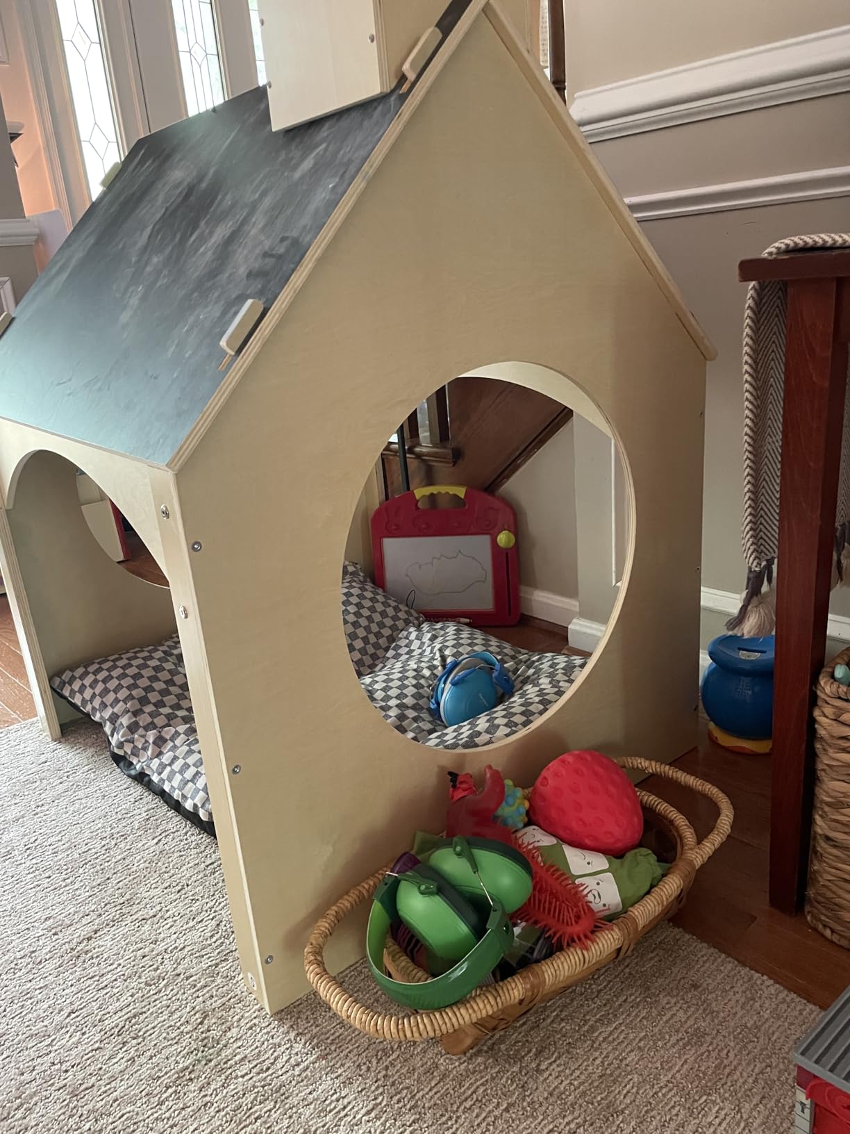 Avenlur Indoor Montessori Wooden and Waldorf Style Playhouse for Toddlers with Double Chalkboard Roof. Sturdy Play Set Structure for Children and Kids ECC Early Childhood Day Care, Preschool Playroom customer photo 2