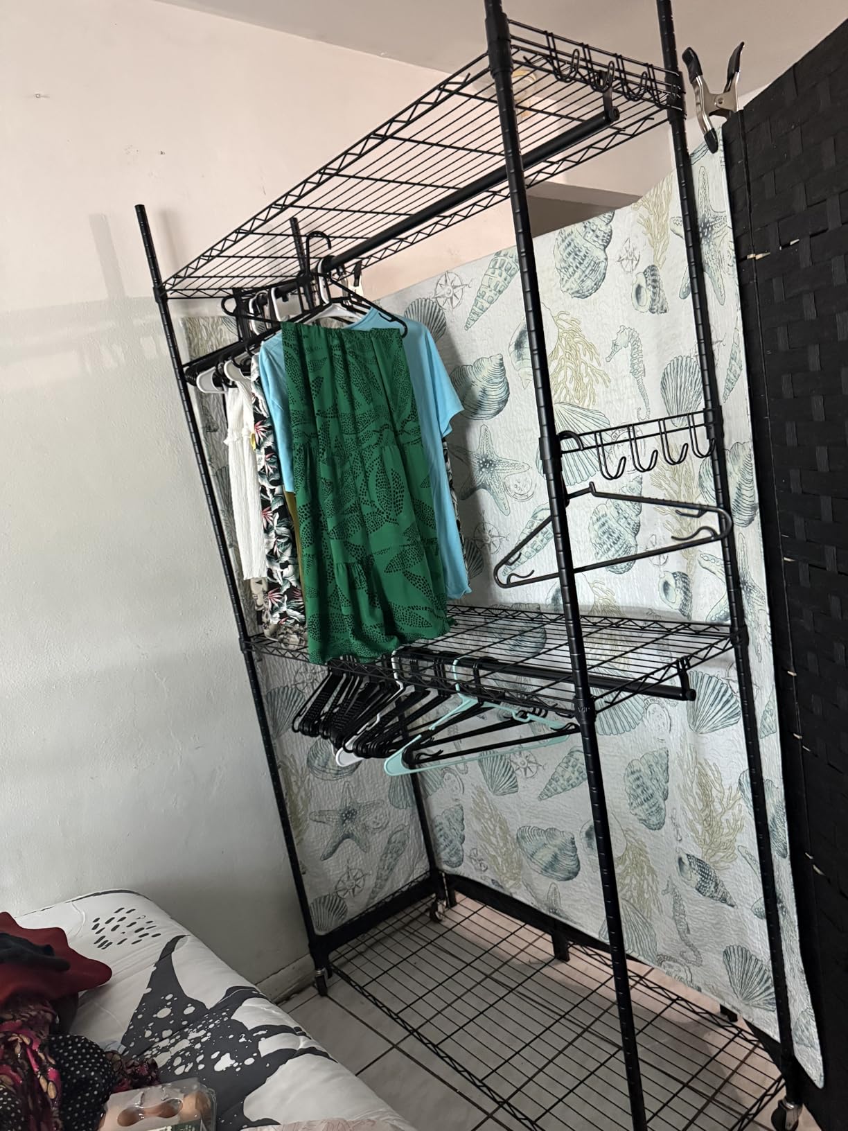 VIPEK R2 Plus Clothes Rack Heavy Duty Rolling Closet for Hanging Clothes | Lockable Silent Wheels, Double Hanging Rods, Adjustable Wire Shelving, Metal Side Hooks, Load 650lbs, for Bedroom/Home, Black customer photo 2