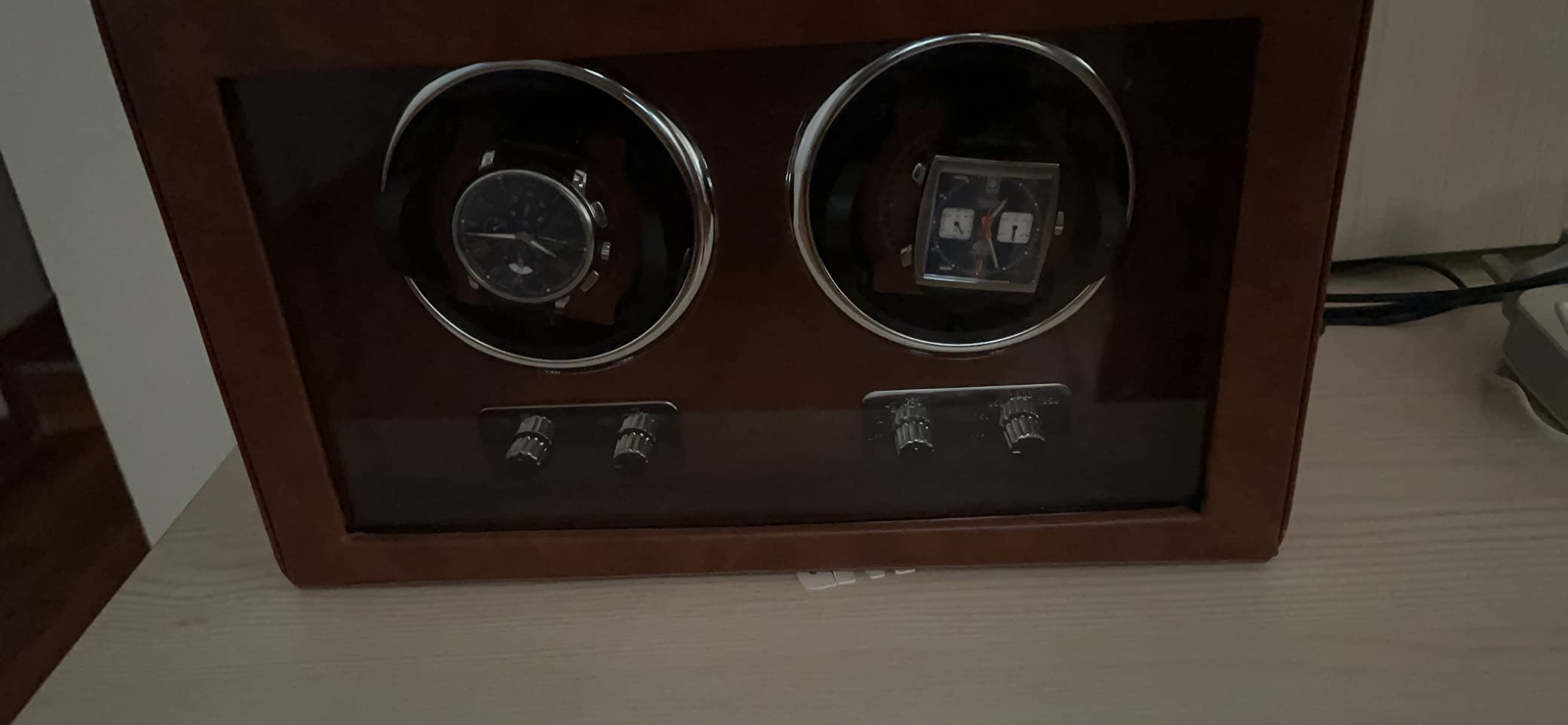 ROTHWELL Double Watch Winder for Automatic Watches with Quiet Motor with Multiple Speeds and Rotation Settings (Tan / Brown) customer photo 1