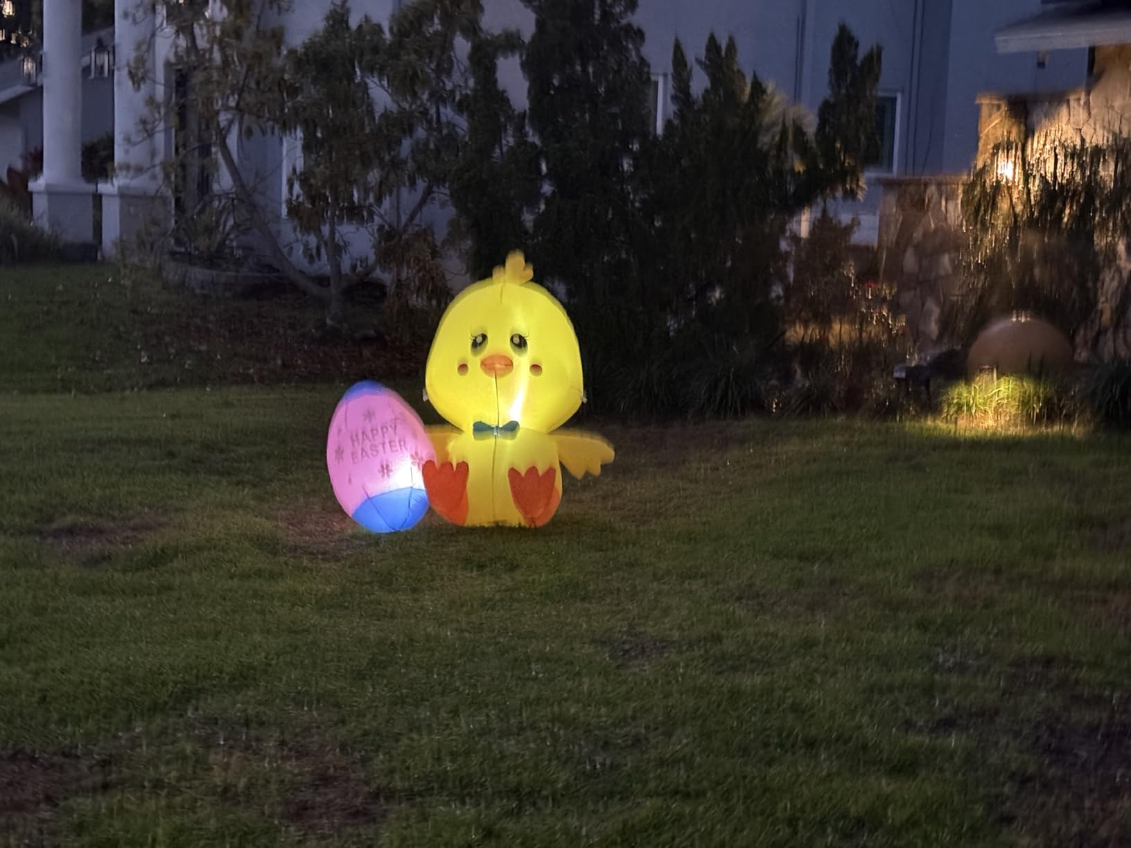 Easter Inflatable Pink Bunny Holds Happy Easter Banner Blow up Outdoor Decoration with LED Lights, Yard Garden Lawn Outdoor Decoration Front Door Holiday Decor (5 FT Easter Pink Bunny) customer photo 2