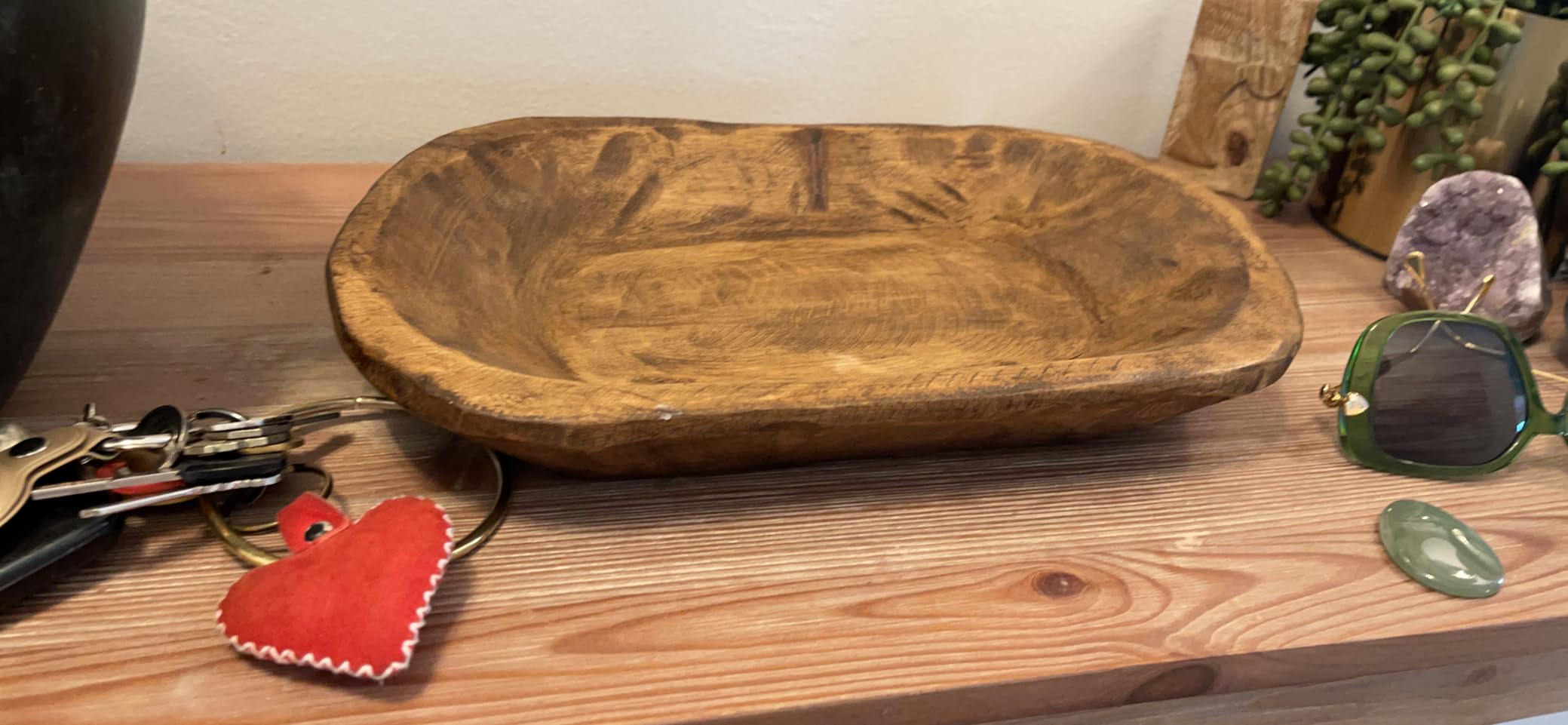 Decorative Wooden Dough Bowl Decor Approx 30 Inch, Hand Carved Spanish Oak | Made in USA, Farmhouse Coffee Table Decor, Dining Table Centerpiece, Housewarming Gift, Decorative Tray Seasonal Home Styling customer photo 1