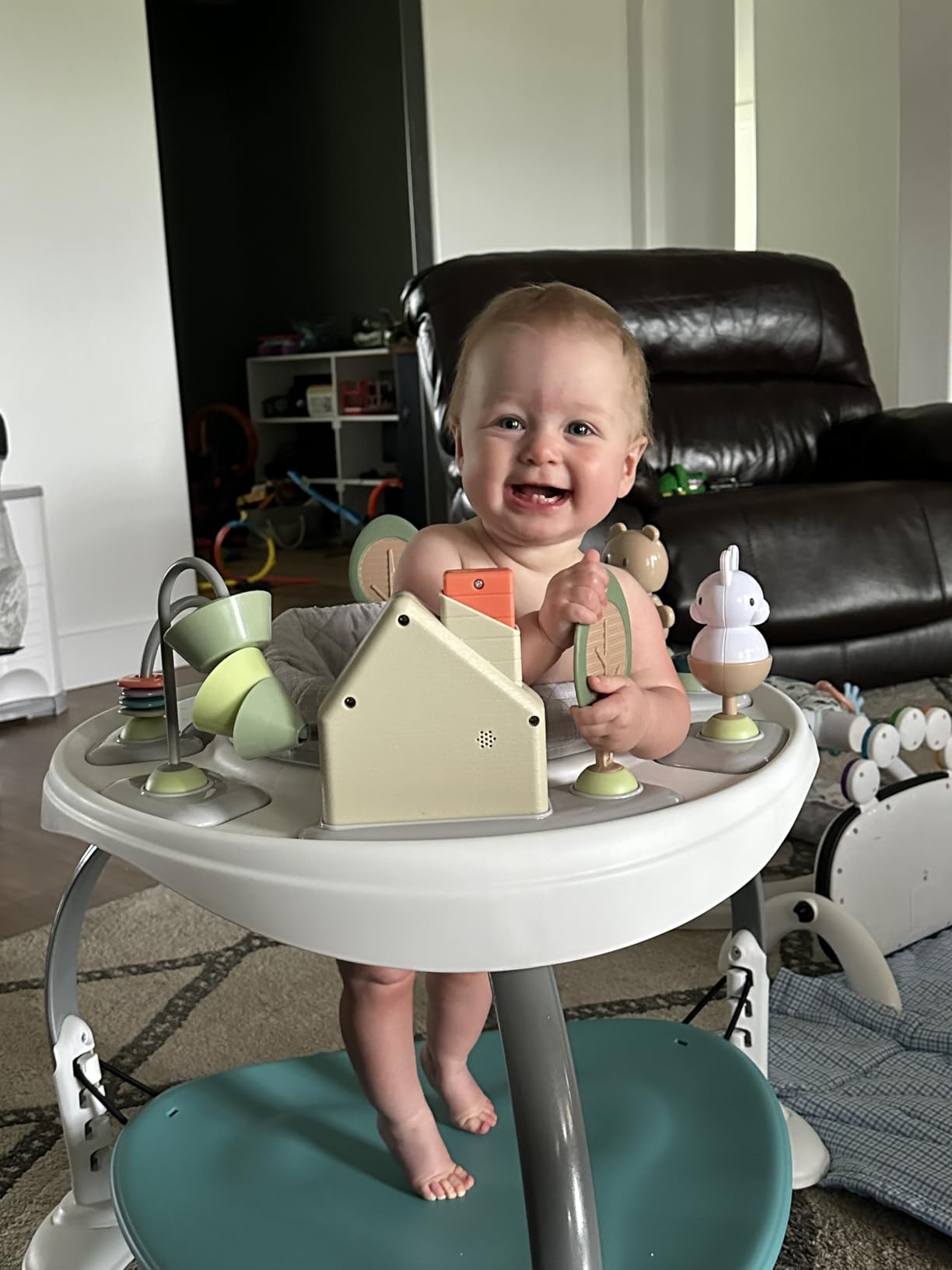 Ingenuity Spring & Sprout 2-in-1 Baby Activity Center Jumper and Table with Infant Toys - Ages 6 Month +, First Forest customer photo 2