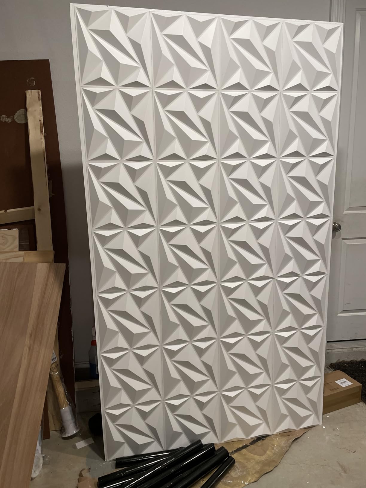 Art3dwallpanels 33 Pack 3D Wall Panels Diamond, Black, 12''x12'' | PVC Accent Wall Panels for Interior Wall Decor, Living Room, Lobby Bedroom Hotel Office, Cover 32.Sq.Ft customer photo 1