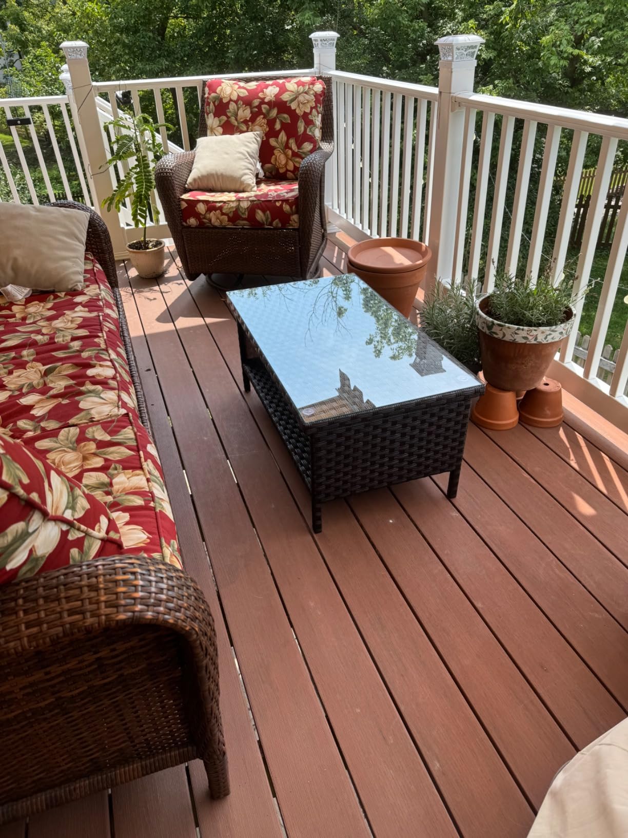 Outdoor Wicker Coffee Table Patio Furniture Garden Rattan 2-Layer Glass Table with Storage and Furniture Cover, Brown customer photo 2