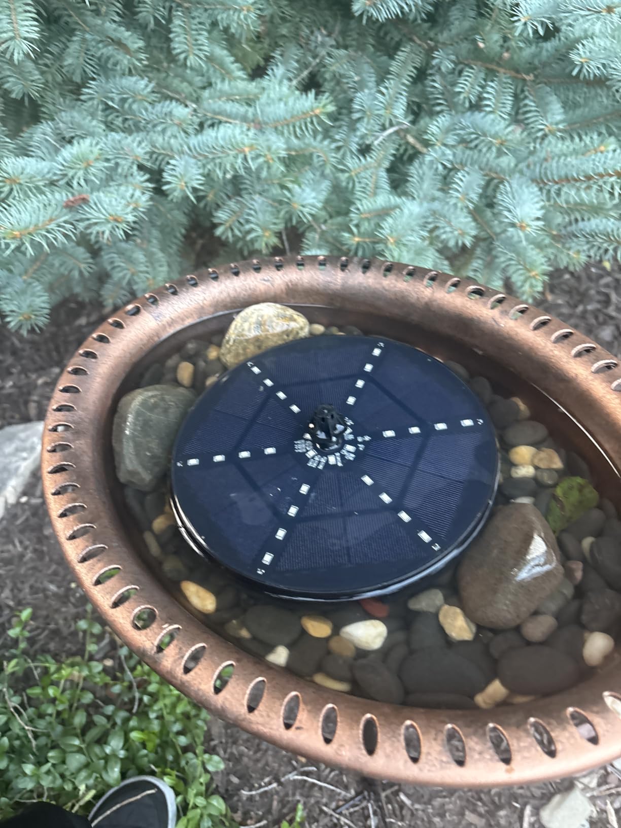 Solar Bird Bath Fountains Upgraded, 4W Solar Powered Water Fountain Pump with 4000 Battery, 7 Nozzles & 4 Fixers, Colorful LED Lights for Garden, Pond, Swimming Pool, Fish Tank, and Outdoor customer photo 1
