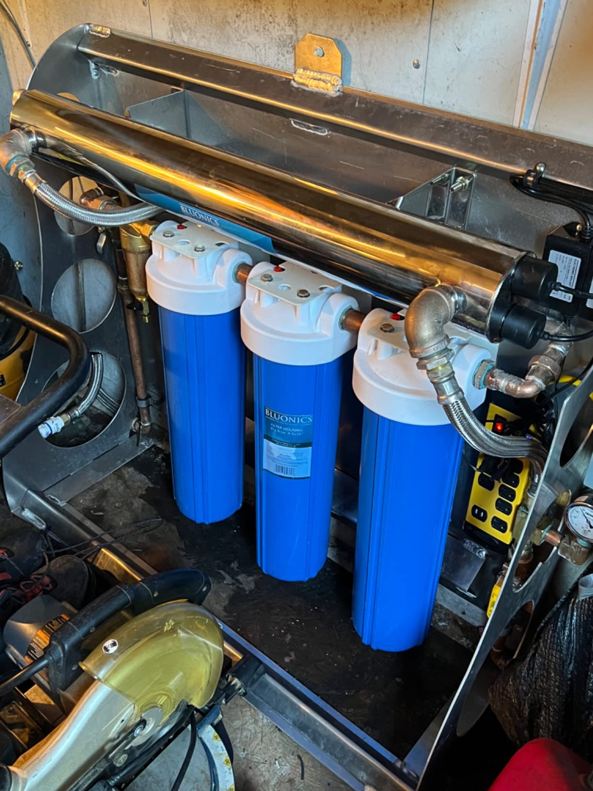 Bluonics Complete Well Water Whole House Water Filtration System 3-Stage with 110W UV 24GPM and One Extra Filters Sets, Activated Carbon Block, Sediment 20mic and 5mic Filters customer photo 1