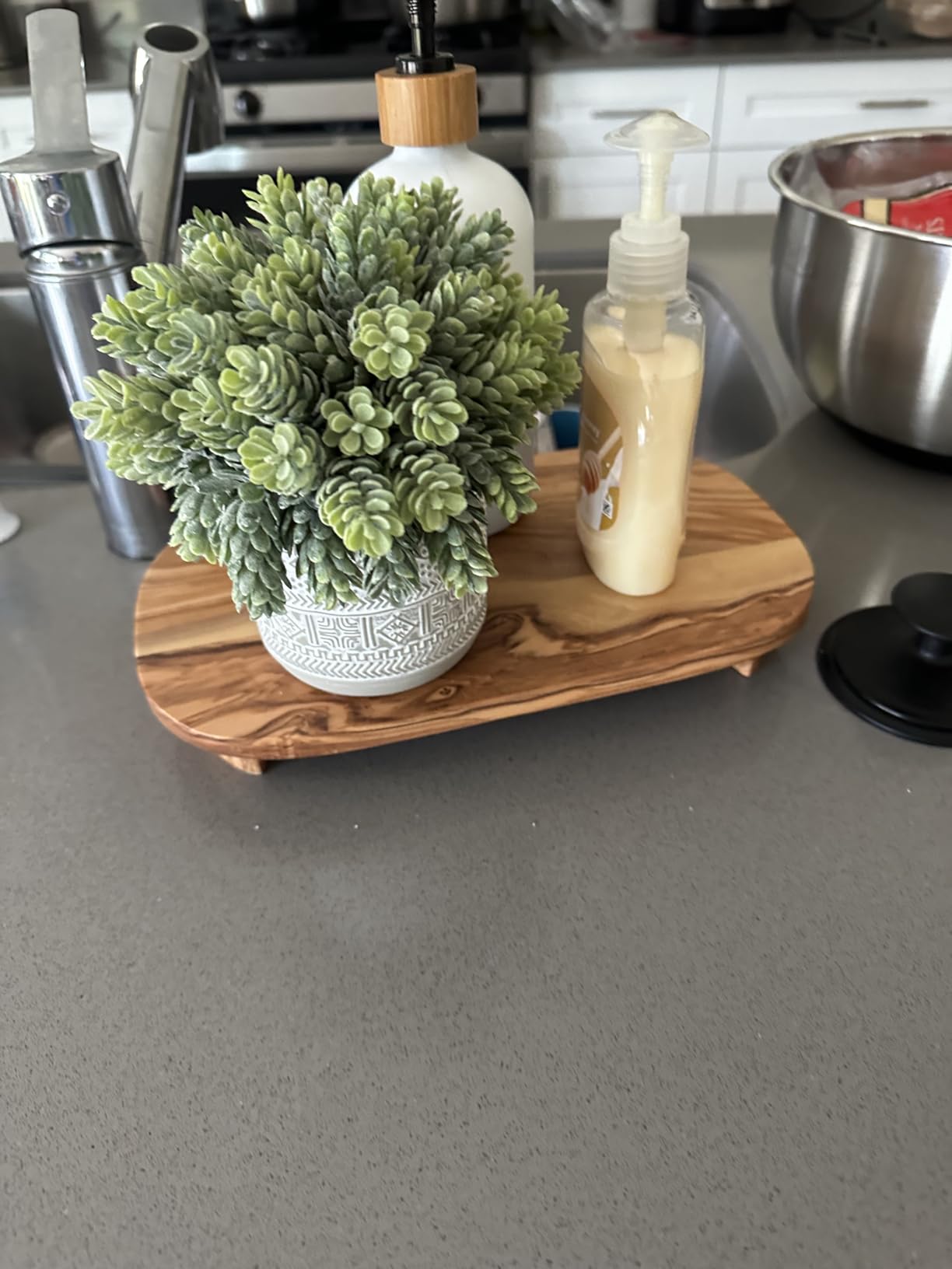 Set of 3 Assorted Small Potted Succulent Plants Fake Aloe String of Pearls Hops Succulents in Gray Geometric Concrete Ceramic Pots for Gifts Modern Home Office Desk Table Indoor Outdoor Greenery Decor customer photo 1