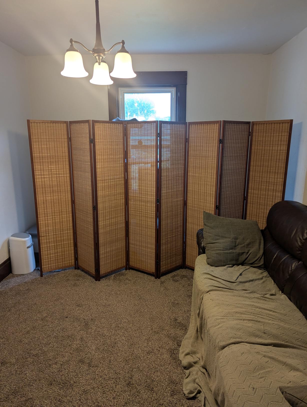 Furnnylane 4 Panel Bamboo Room Divider - 5.6 ft Tall Folding Privacy Screen for Room Separation, Natural Brown Freestanding Partition Wall for Home Office (67