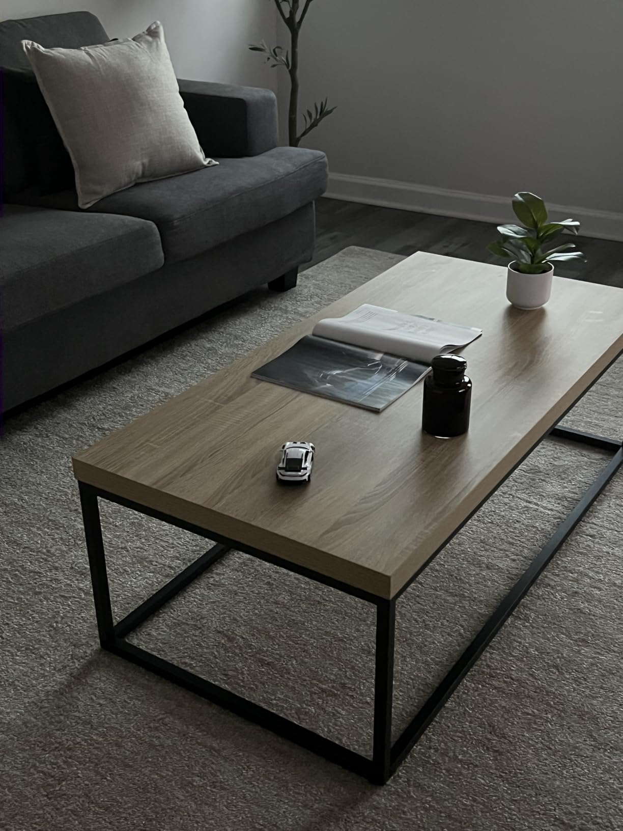 CENSI 47-Inch White Marble Coffee Table/Center Table, Large Size | Extra Thick 1.6