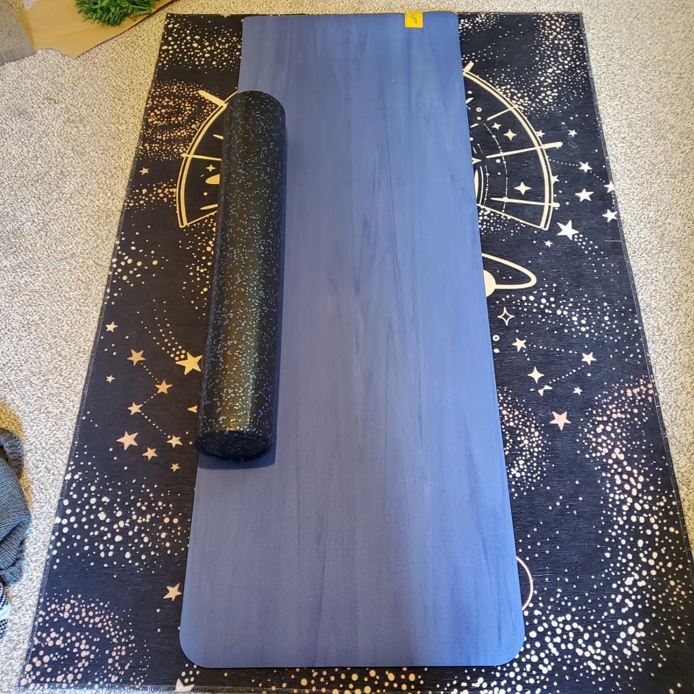 High-Density Round Foam Roller for Muscle Soreness Recovery, Exercise, Massage - 36 Inch Blue Fleck customer photo 1