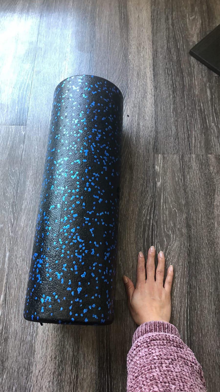 High-Density Round Foam Roller for Muscle Soreness Recovery, Exercise, Massage - 36 Inch Blue Fleck customer photo 2