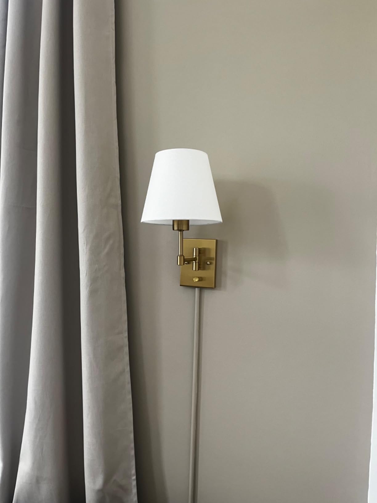 SAMTEEN Swing Arm Wall Sconces Set of Two Modern Black Sconce Light Plug in Wall Sconce with Shade, Black Swing Arm Wall Lamp with Plug in Cord for Bedroom Foyer Living Room customer photo 1