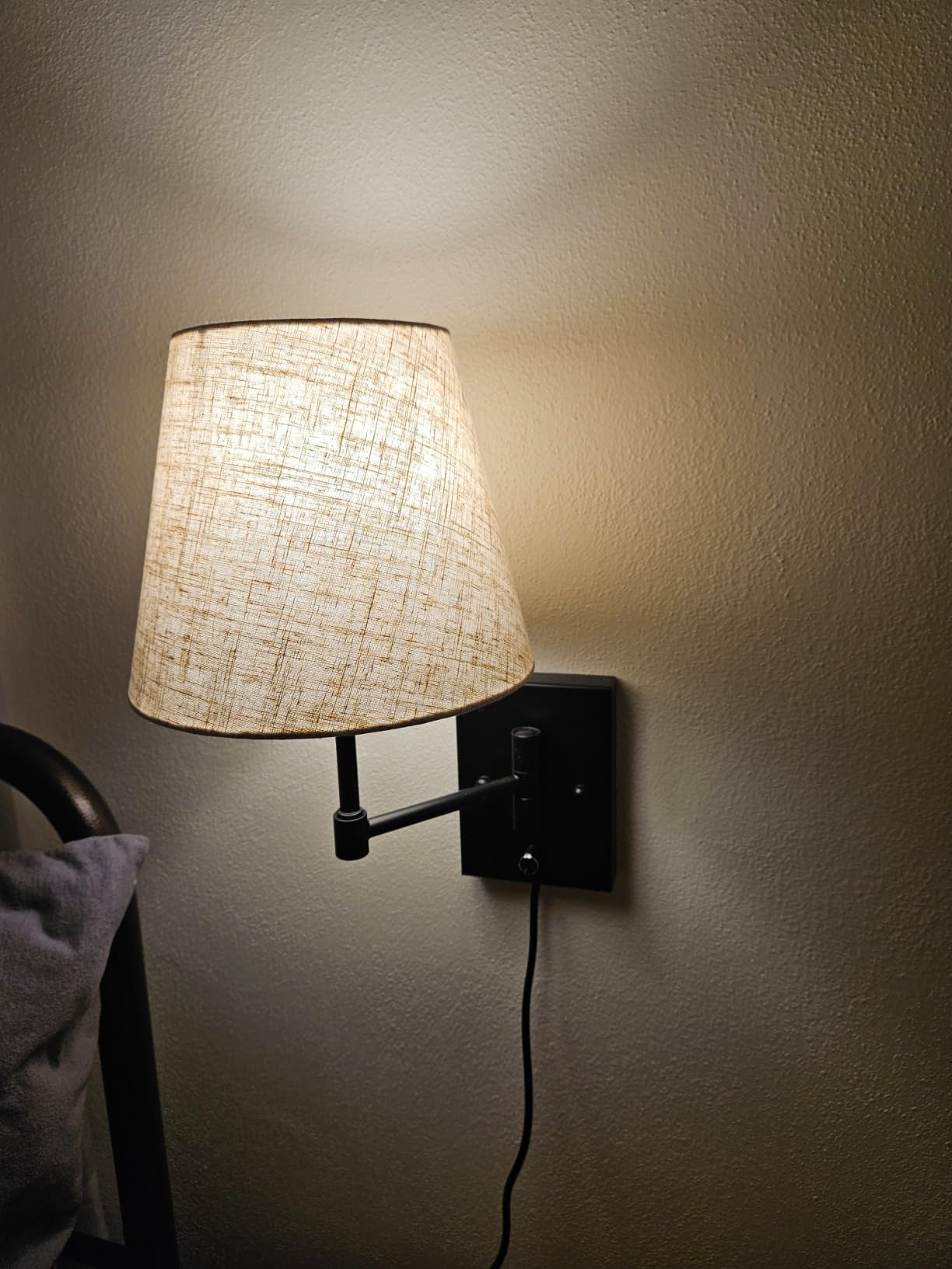 SAMTEEN Swing Arm Wall Sconces Set of Two Modern Black Sconce Light Plug in Wall Sconce with Shade, Black Swing Arm Wall Lamp with Plug in Cord for Bedroom Foyer Living Room customer photo 2