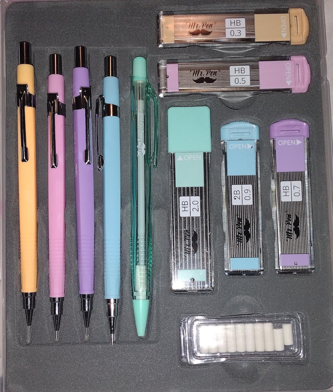 Mr. Pen- Art Mechanical Pencil Set, 5 Sizes (0.3, 0.5, 0.7, 0.9, 2.0mm) | 5 HB Lead Refills & 10 Eraser Refills, Precision Drawing Pencils for Sketching, Writing & Artwork customer photo 2