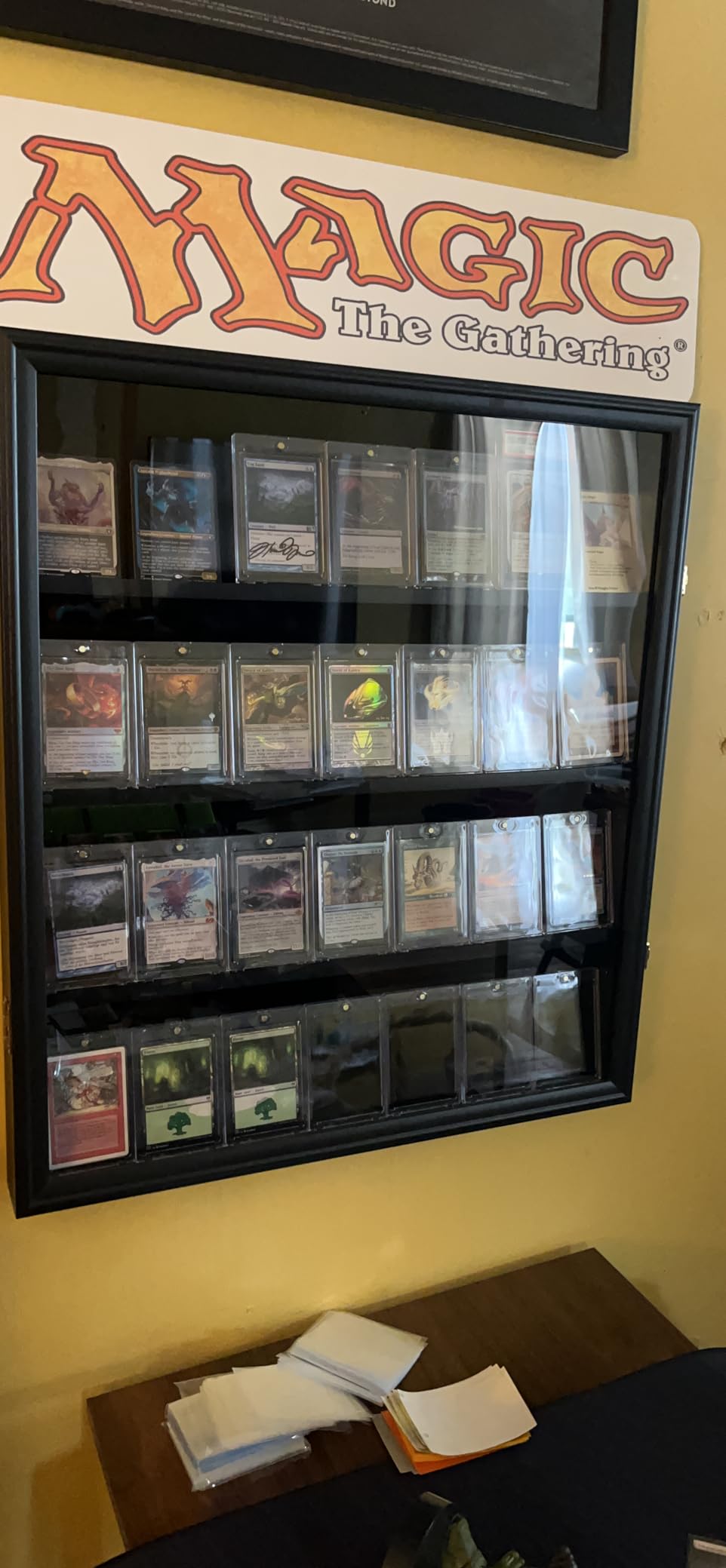 Grintus Graded Card Display Case, 24-Card Trading Card Display Frame | Wall Mount, Vertical Black Wood Sports Card Cabinet, Lockable, Felt Lining, UV Protection Acrylic, Holds 24 Trading Cards customer photo 2