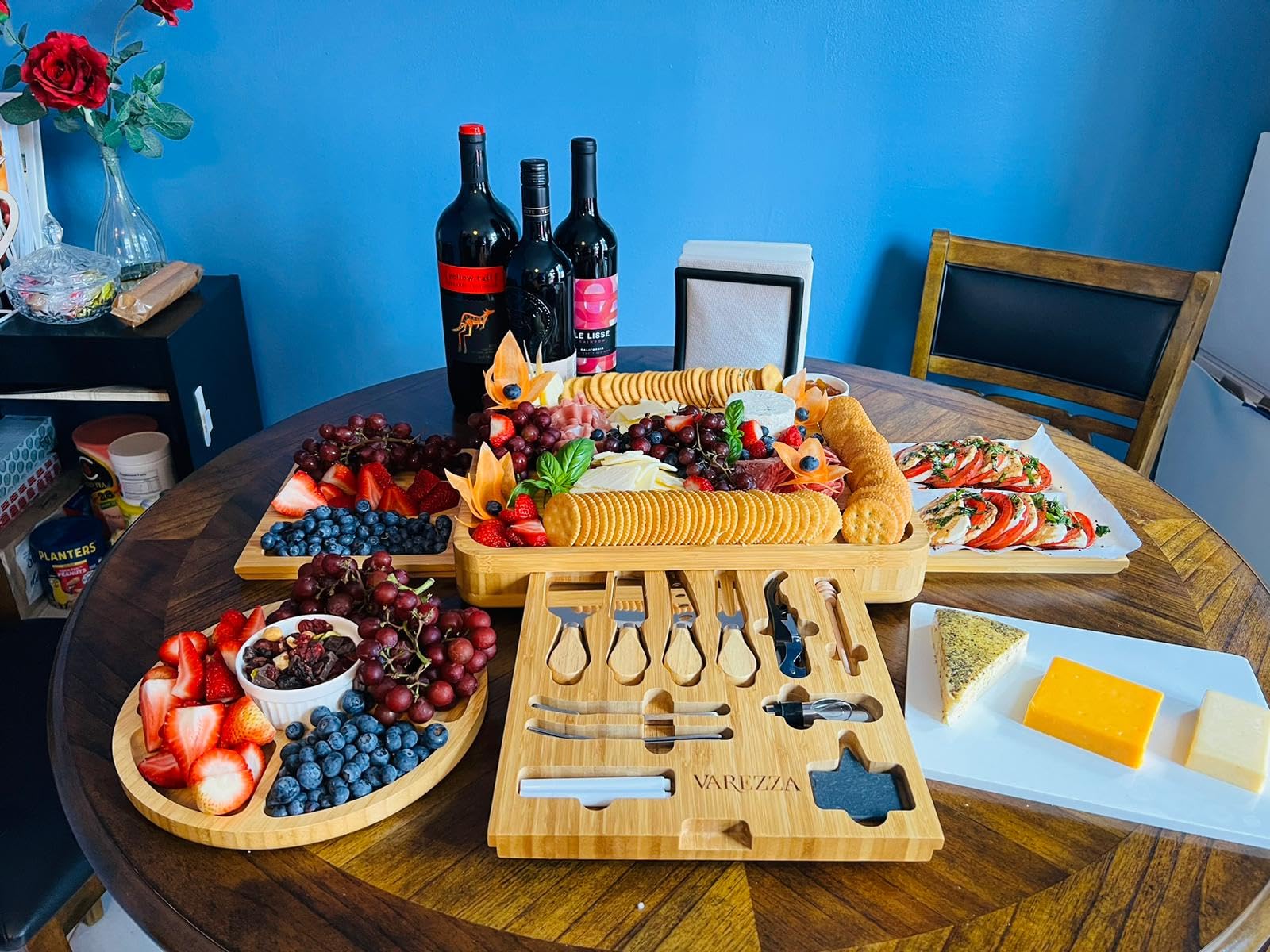Extra Large Charcuterie Boards Gift Set: Marble Bamboo Cheese Board Set- Unique for Mom, 23 Entertaining Accessories, Christmas, Wedding Gifts for Couple, House Warming Gifts Home customer photo 2