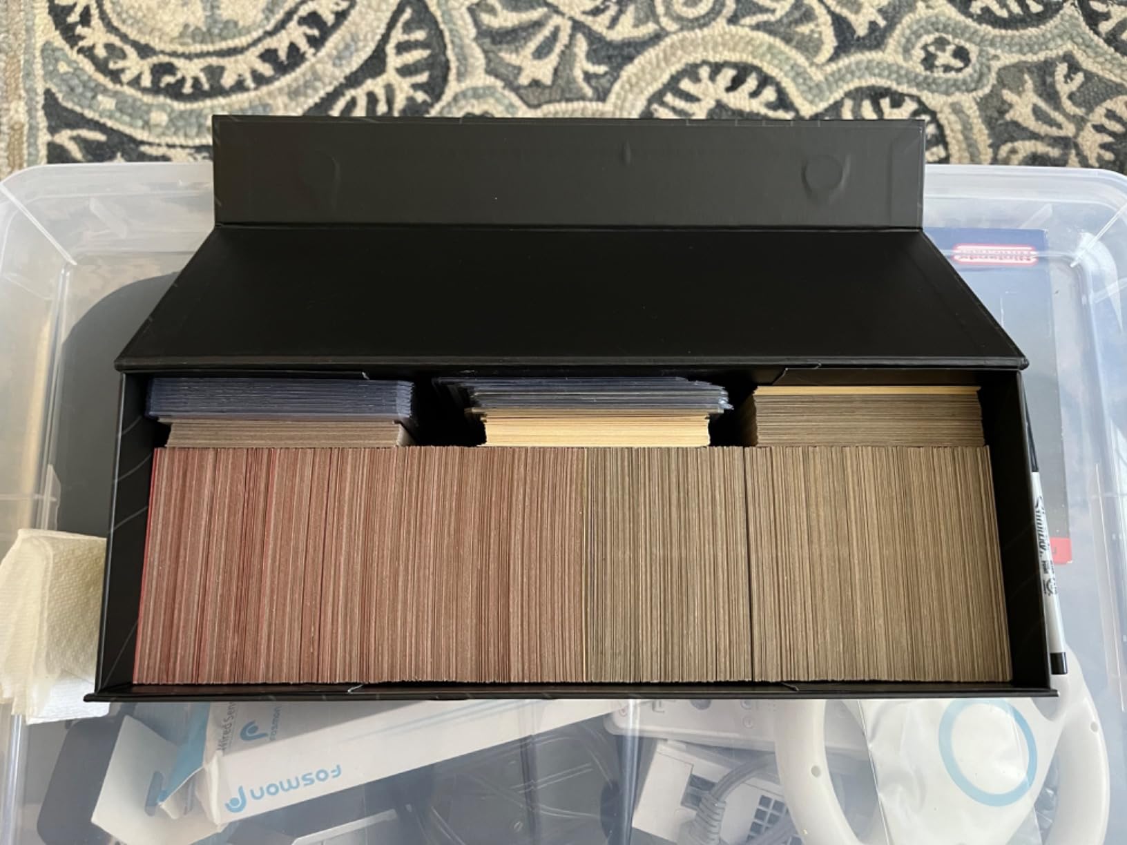 HOMEXPRO Trading Card Storage Box [3 PACK] - Magnetic Lid | Fits 800 Cards, 200 Toploaders, or 50 One Touch - Baseball Card Storage Box - Labels included customer photo 2