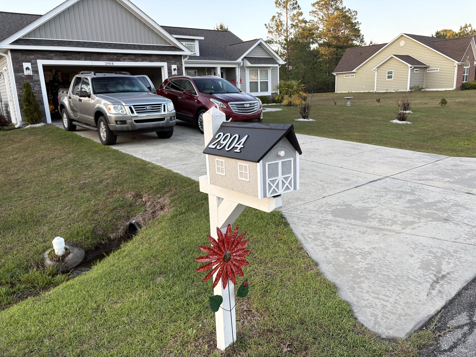 Peaceful Classics Poly Mailbox- Durable, Weather-Resistant Amish Craftsman Mailboxes for Outside Uses Like Front Yard and Road Side- Long-Lasting, Decorative, Modern Mailbox (Gray). customer photo 2