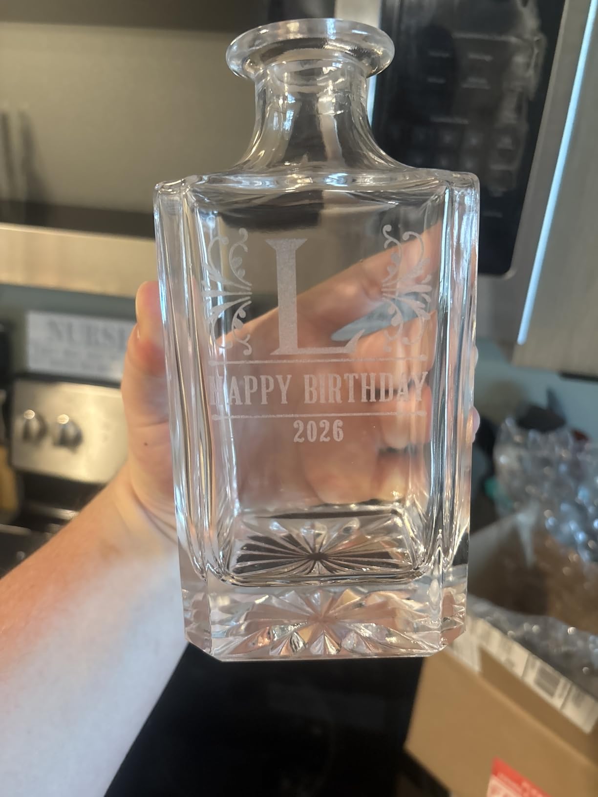 Personalized Whiskey Decanter Set - 5 Design Options - Custom Liquor 25 oz, 750ml Liquor Decanter w/Whiskey Glass Set Options, Birthday & Retirement Gifts for Men customer photo 2