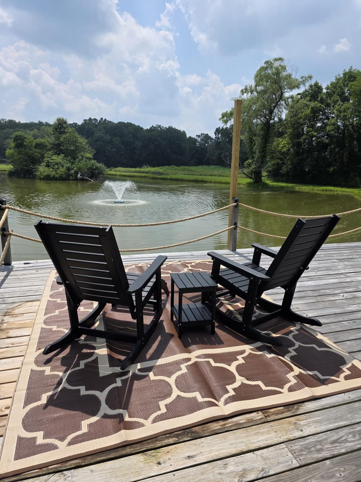 GREENVINES Outdoor Rocking Chairs | Set of 2 | Porch Rocker | HDPE Plastic | Black | Oversized Rockers | High Back | Big & Tall | Ladder Back | for Patio Outside Backyard Balcony customer photo 1