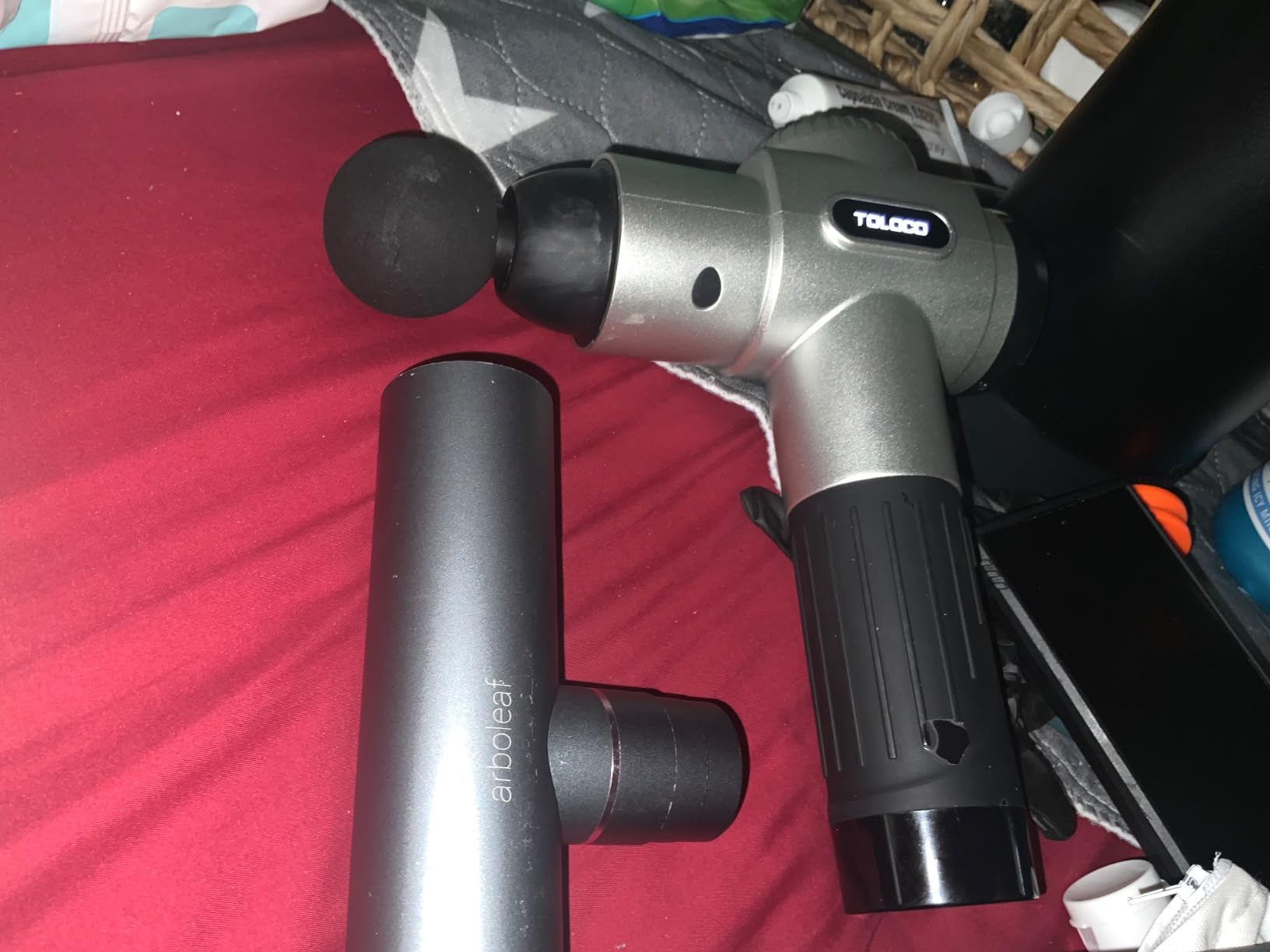 TOLOCO Massage Gun, Deep Tissue Back Massage for Athletes for Pain Relief, Percussion Massager with 10 Massages Heads & Silent Brushless Motor, Fathers Day Dad Gifts, Carbon customer photo 1