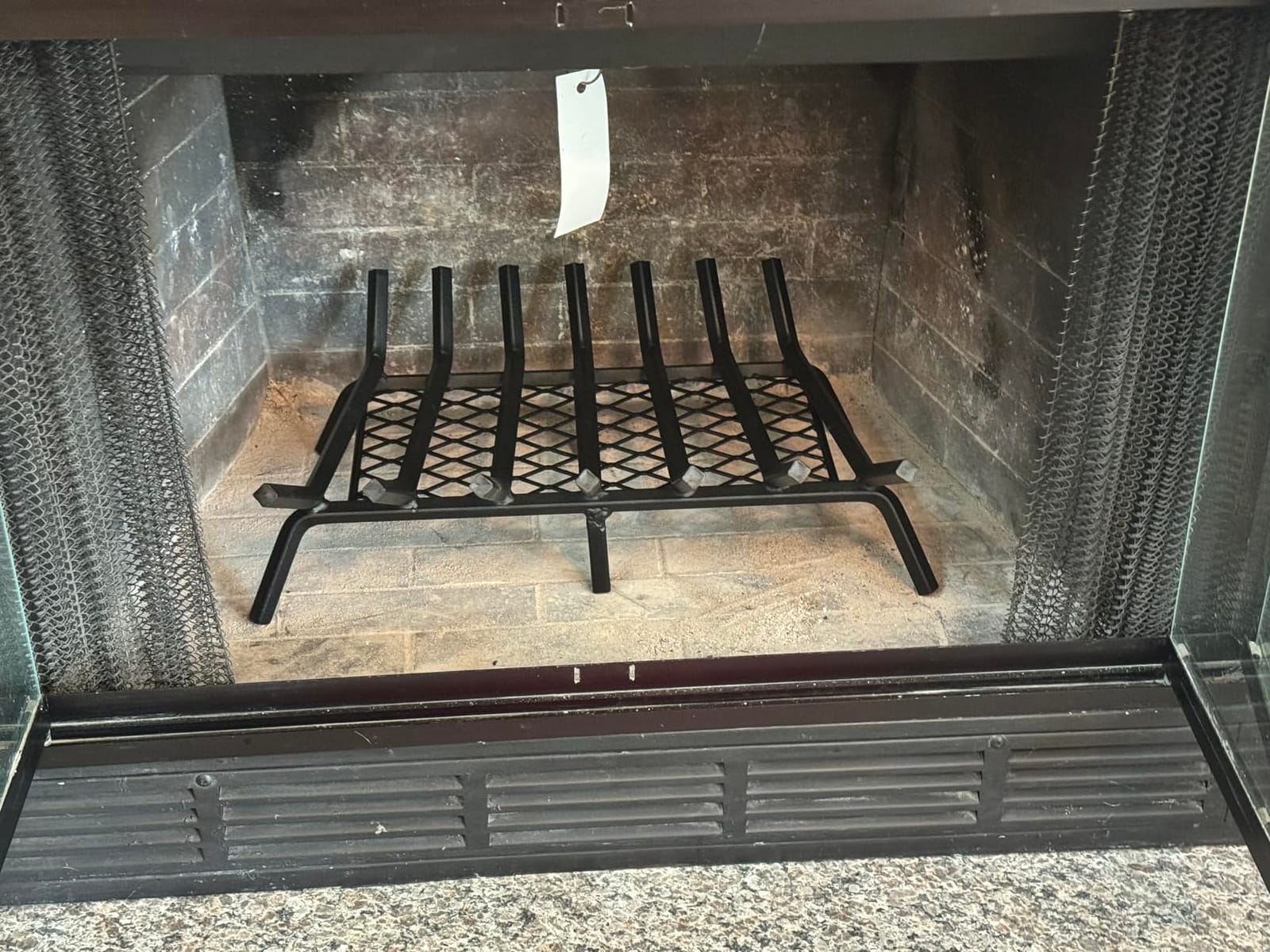 INNO STAGE 17 Inch Fireplace Grate with Ember Retainer | Solid wrought iron structure, fits hearth, wood stove, ideal for home indoor use and backyard camping customer photo 2