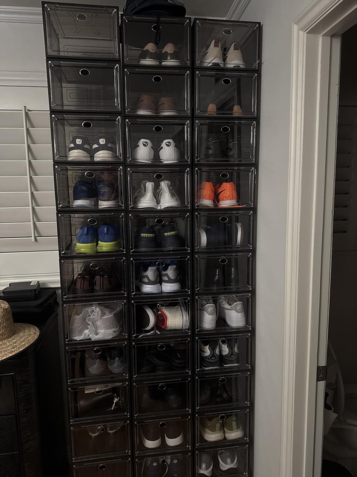 Sturdy Clear Shoe Organizer with Magnetic Door, Stackable Shoe Storage Box, 6 Pack White customer photo 2