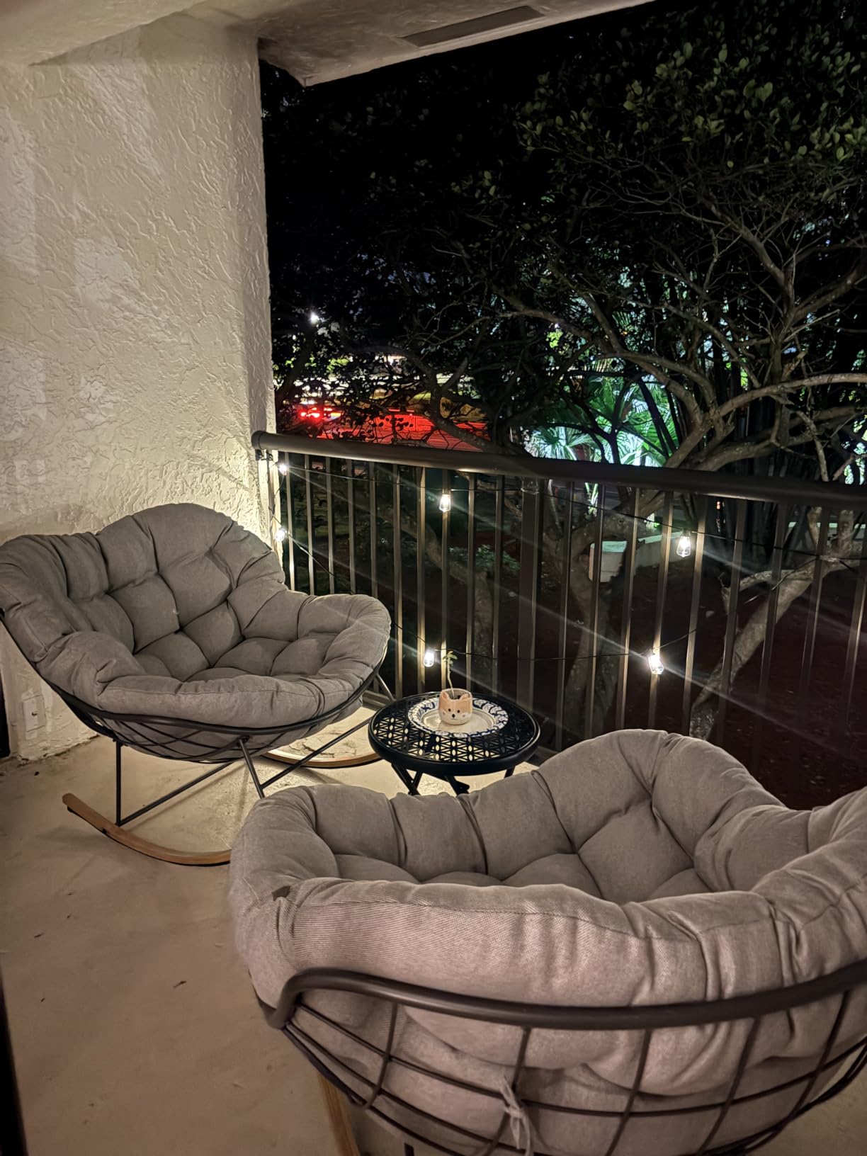Grand patio Outdoor Papasan Rocking Chair with Thick Cushion, Grey customer photo 1
