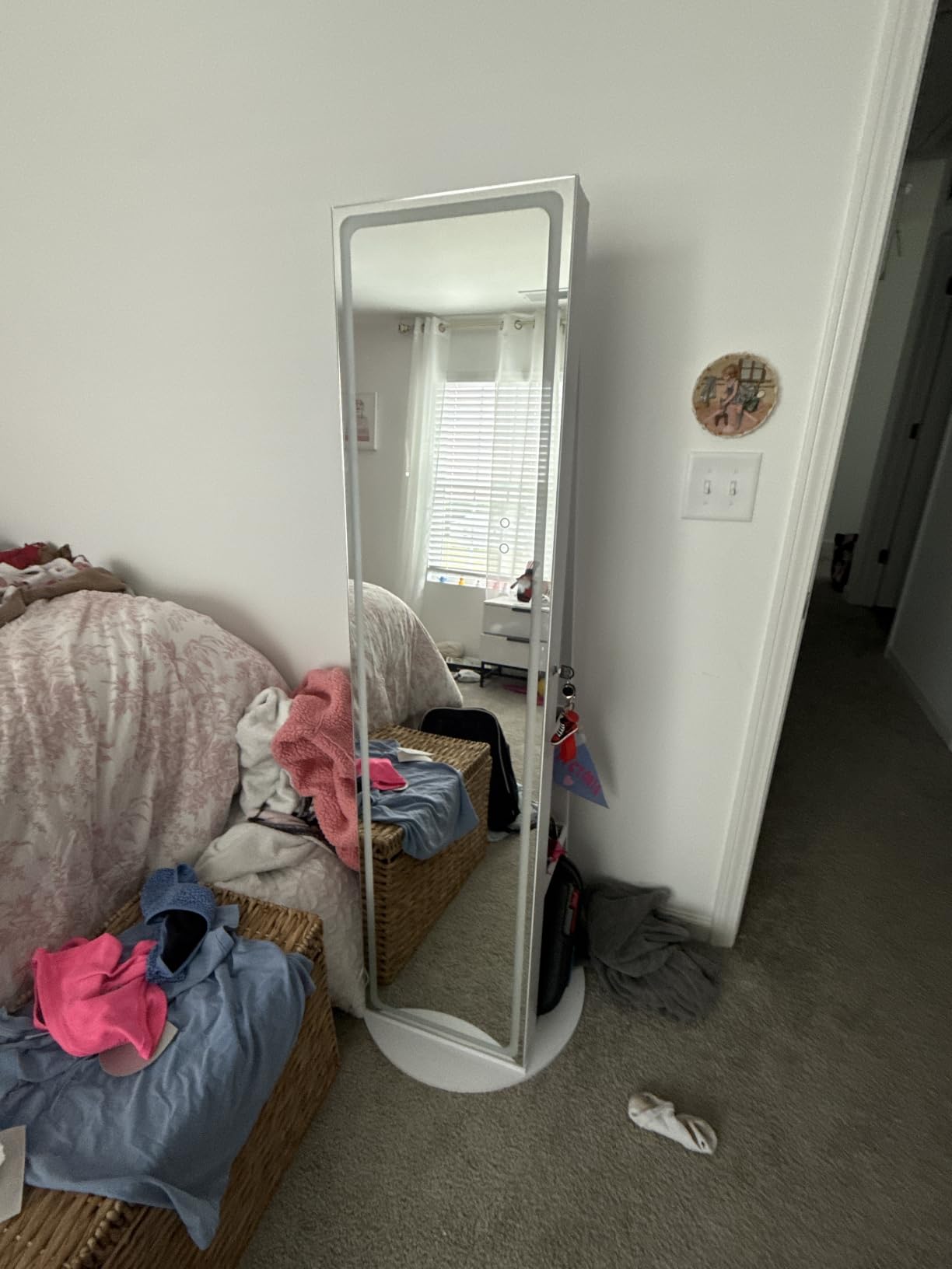 SONGMICS LED Mirror Jewelry Cabinet Standing, Adjustable Lights, Lockable | Jewelry Armoire with Full-Length Mirror, Mirror with Jewelry Storage, Gift Idea, Rustic Brown UJJC008X01 customer photo 2