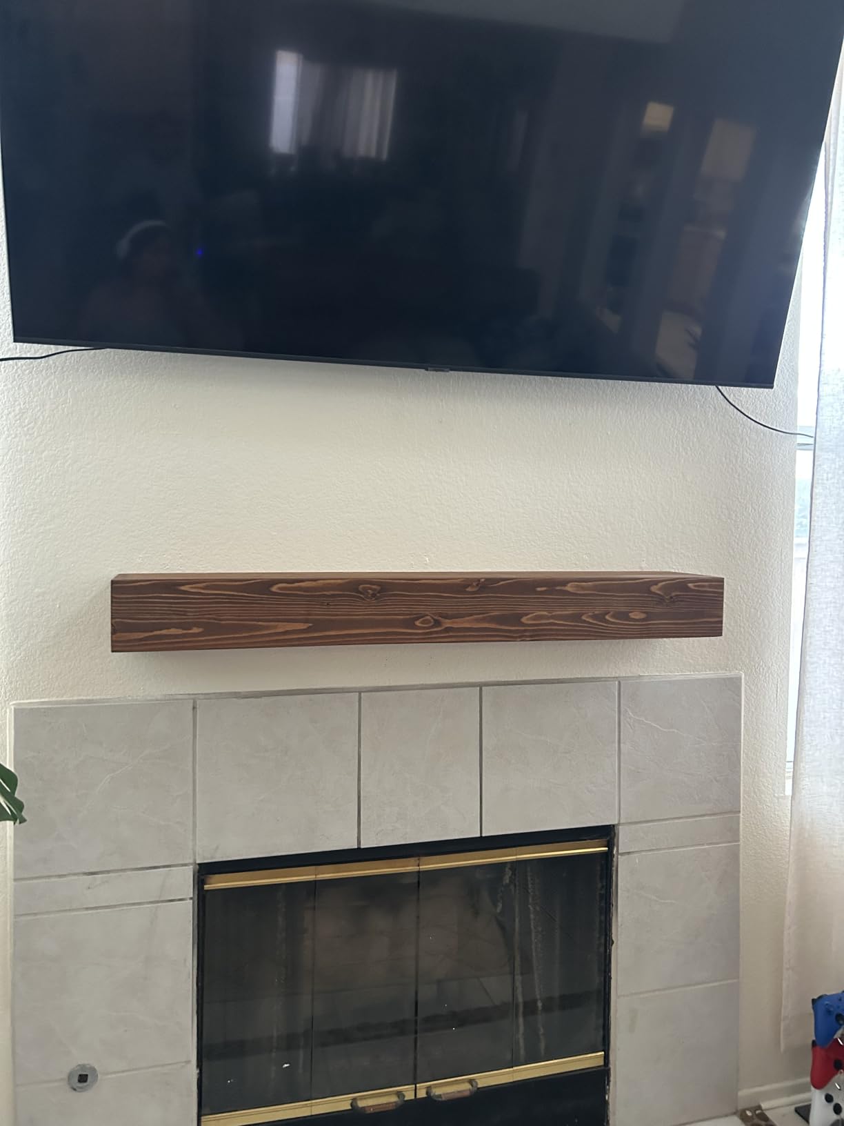 Avana Fireplace Mantel - Wall-Mounted Mantles for Over Fireplace - Farmhouse Fireplace Mantle Shelves - Handcrafted Wood Fireplace Mantels - Floating Mantel 72 Inches X 8 X 5 - Rustic Natural customer photo 1