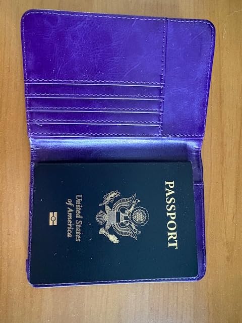 TOURSUIT RFID Blocking Passport Holder, Leather Travel Wallet, Dark Blue | Travel Document Holder Cover Accessories, 3D Metal Badge, For Women Men customer photo 1