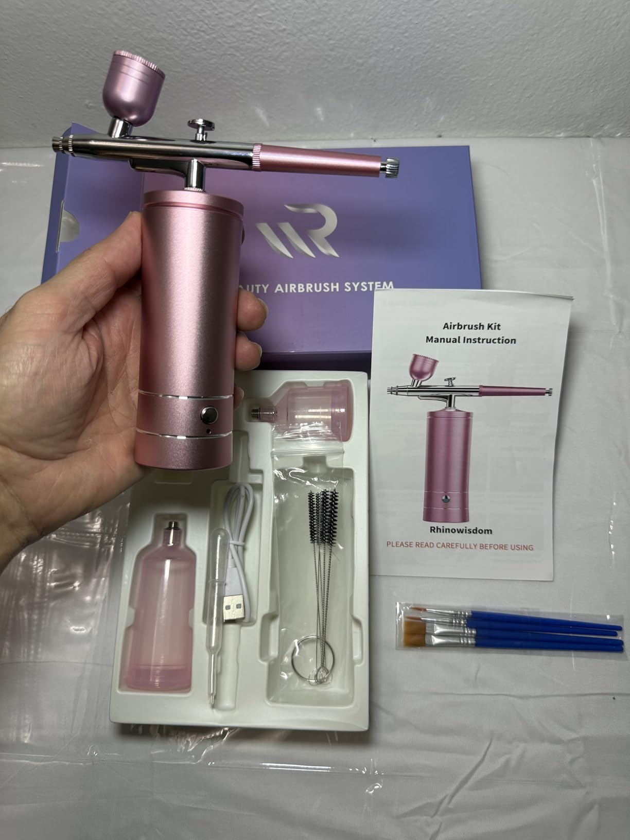 Airbrush-Kit Rechargeable Cordless Airbrush Compressor -Auto Handheld Airbrush Gun, Airbrush Set Portable Wireless Air Brush for Barber, Nail Art, Cake Decor, Makeup, Model Painting customer photo 1