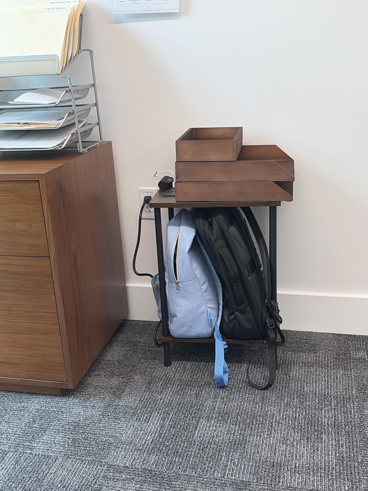 HOOBRO Side Table with Charging Station, Small End Table with USB Port and Outlet, Nightstand with 2-Layer Storage Shelves for Small Spaces, Rustic Brown customer photo 2