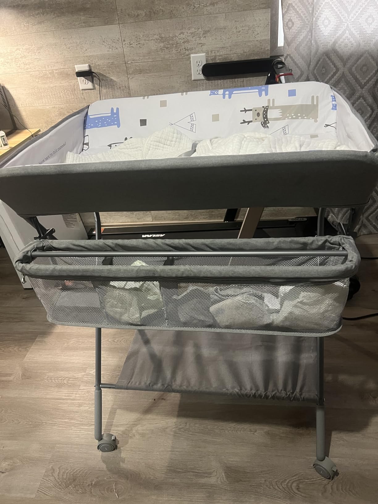 Baby Changing Table with Wheels, Maydolly Portable Adjustable Height Folding Diaper Station with Nursery Organizer & Storage Rack for Newborn Baby and Infant (Dark Grey) customer photo 2