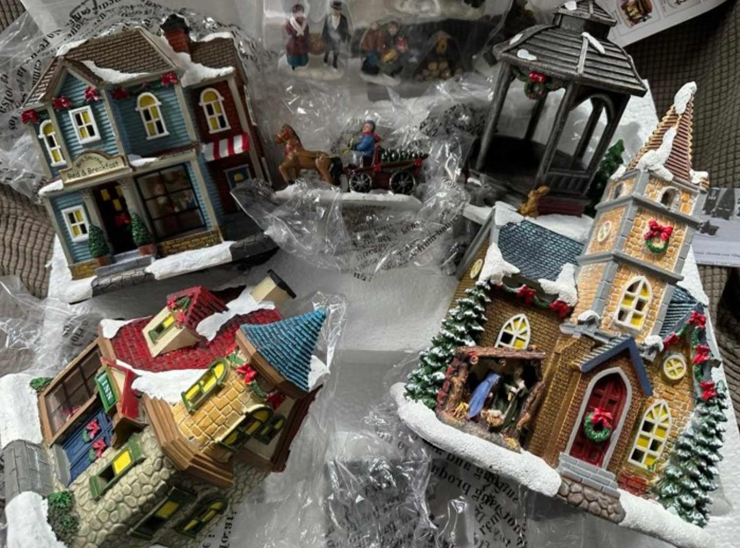 MOMENTS IN TIME 20-Piece Lighted Christmas Village Set with LED Lights Battery Operated Miniature Holiday Town Display Hand-Painted Christmas Houses, Figurines & Trees Gift-Ready Packaging customer photo 2