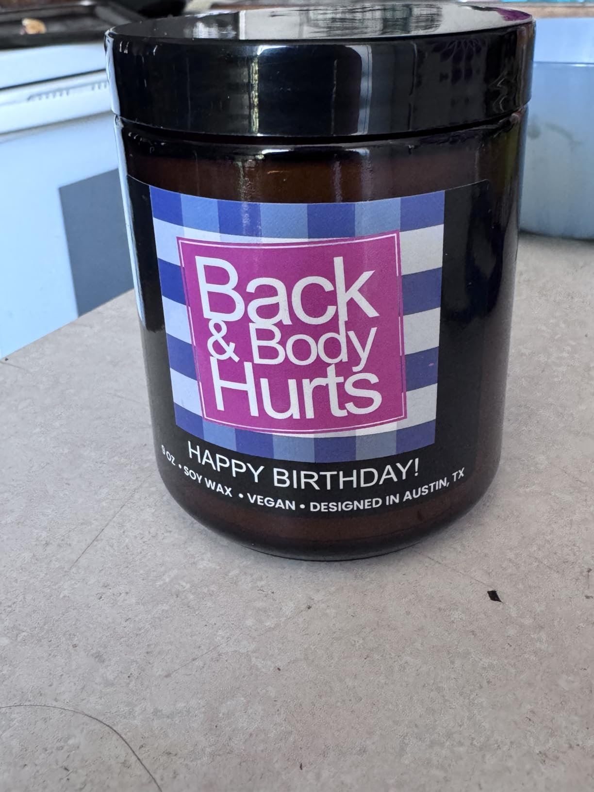 Funny Happy Birthday Candle, Unique Happy Birthday Gifts for Women and Men, Fun Gift Ideas for 30th, 40th, 50th and 60th Birthdays, Back and Body Hurts Candle, Long-Lasting Scent, Gift-Ready customer photo 2