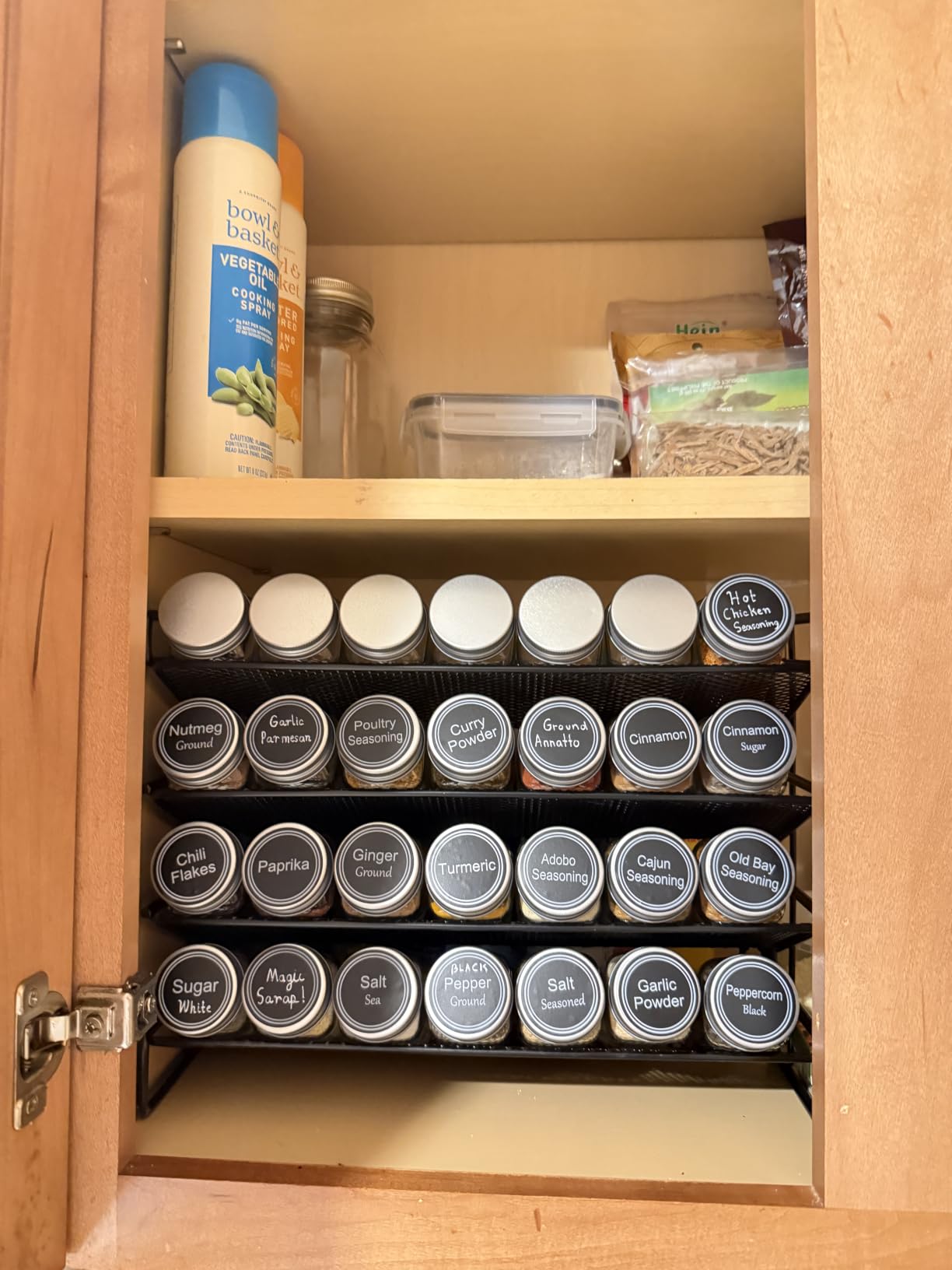 SpaceAid Spice Rack Organizer with 36 Spice Jars, 386 Spice Labels, Chalk Marker and Funnel Set for Cabinet, Countertop, Pantry, Cupboard or Door & Wall Mount - 36 Jars, 17.2