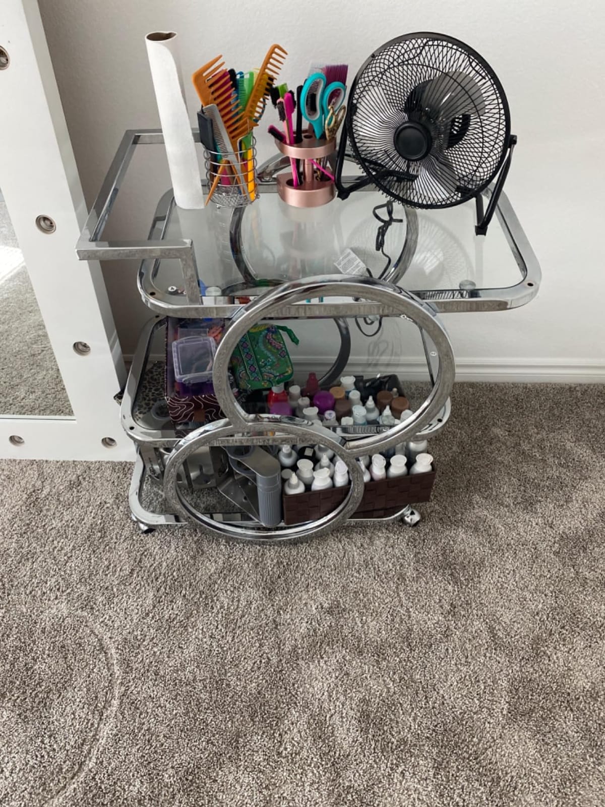 Home Bar Serving Carts 3 Tier Kitchen Carts on Wheels Mobile Bar Carts for Home Kitchen Dining Room Living Room Party, Chrome customer photo 1