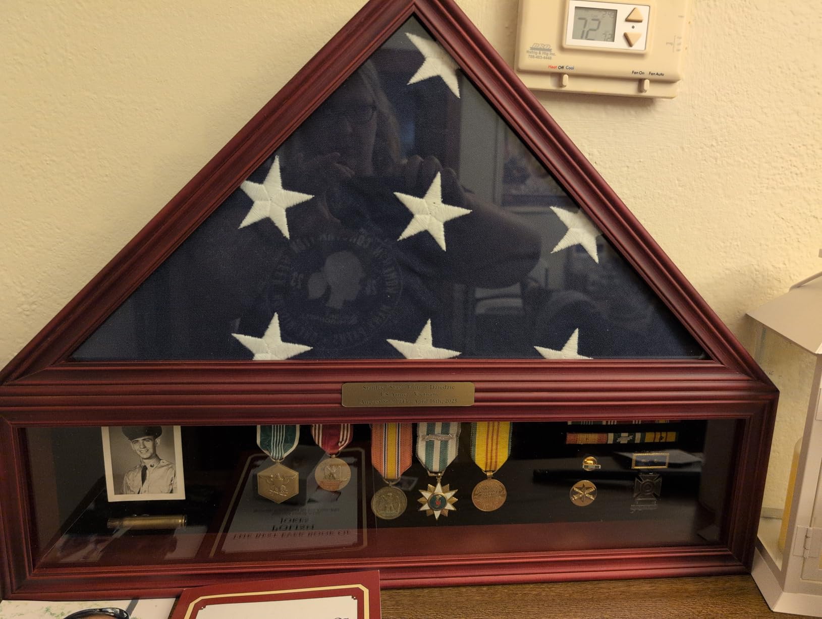 Medium Military Shadow Box with Flag Display Case,Mahogany customer photo 1