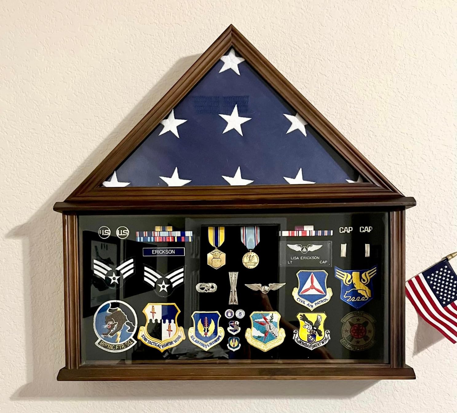 Medium Military Shadow Box with Flag Display Case,Mahogany customer photo 2