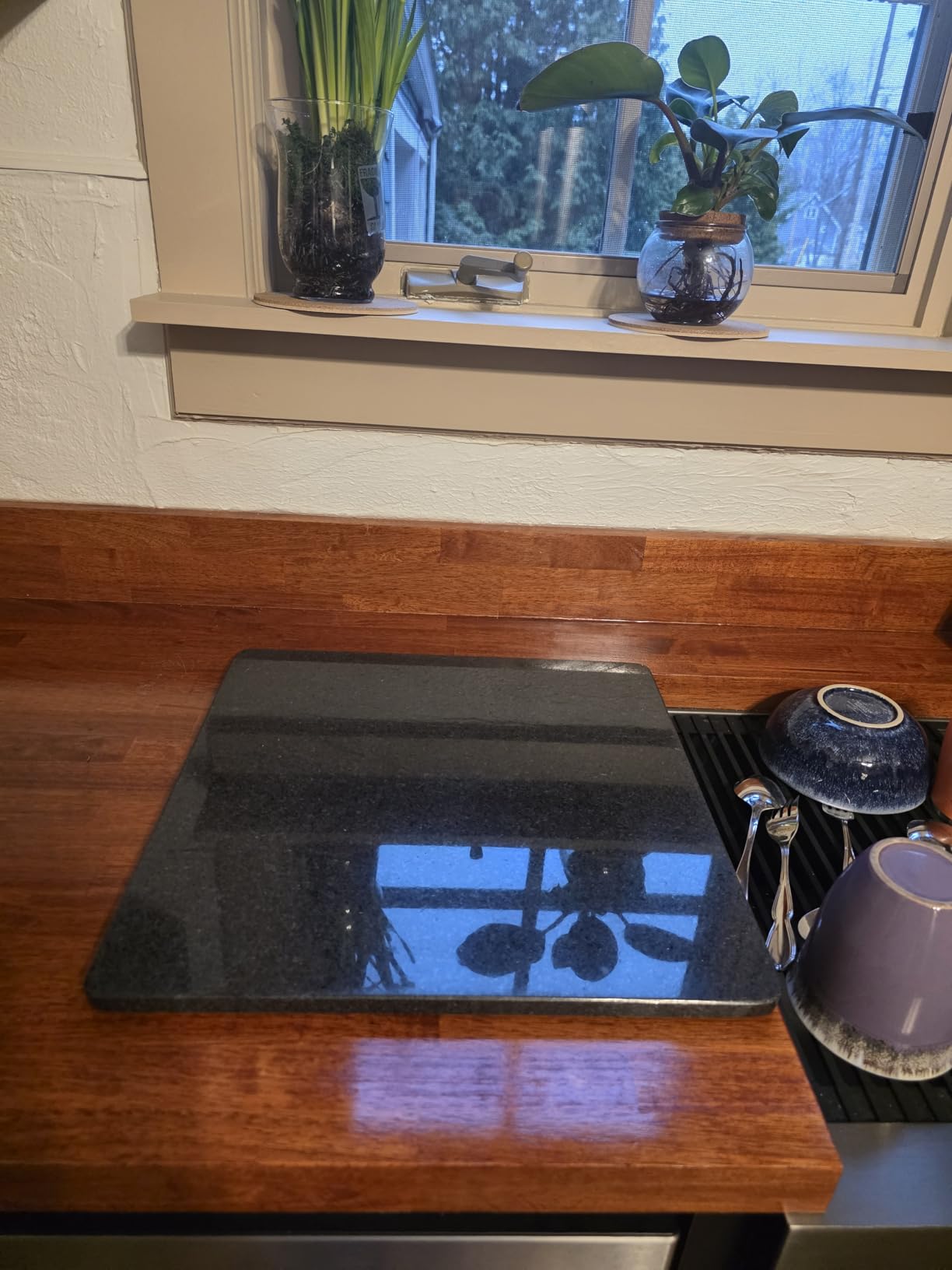 Black Marble Cutting Board, 12x16In Stone Cutting Boards for Kitchen | Marble Slab Pastry Board With Non-Slip Feet for Baking Cheese Charcuterie Dough - Wedding Gift, Easy Clean and Drain customer photo 2