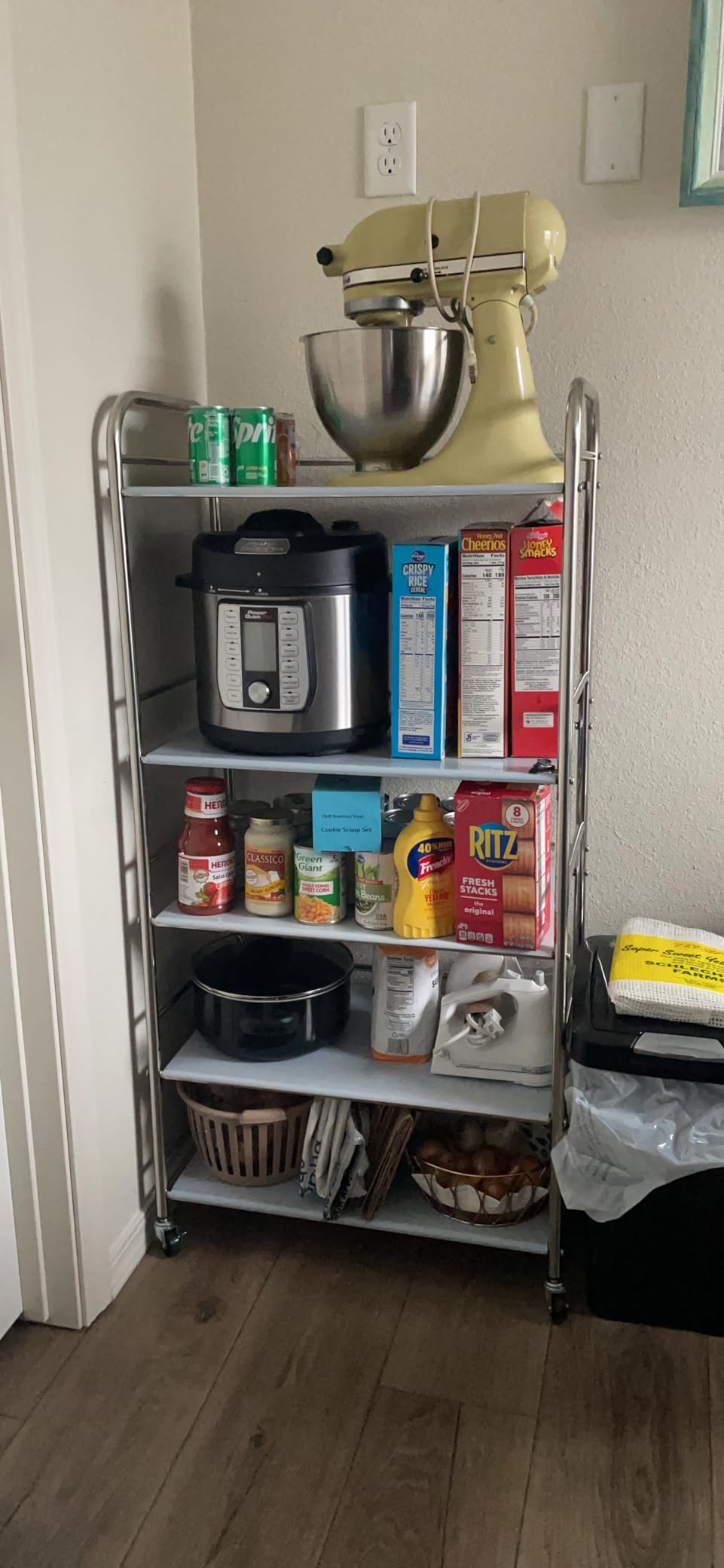 susunnus Stainless Steel Cart,Movable,3 Tier,for Kitchen,Living Room | with Brakeable Wheels,Removable checkered panel,for Bathroom,Dining Room,Stainless Steel Kitchen Cart,Utility Cart,Metal Cart customer photo 2