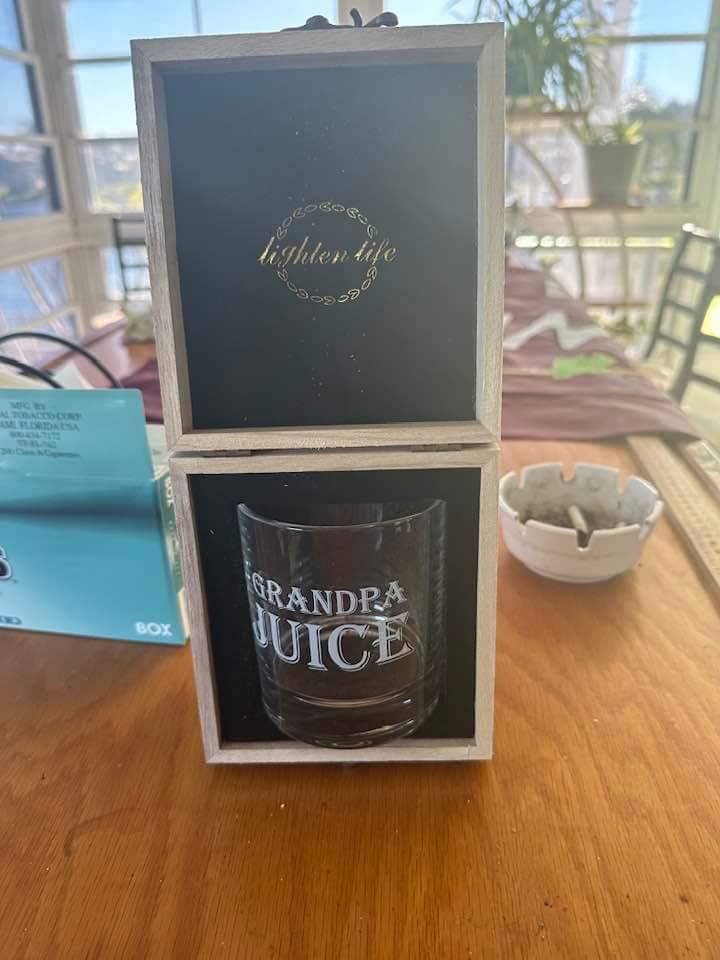 LIGHTEN LIFE Grandpa Juice Whiskey Glass 12 oz, Unique Gift in Valued Wooden Box, Funny Ideas for New Grandpa customer photo 2