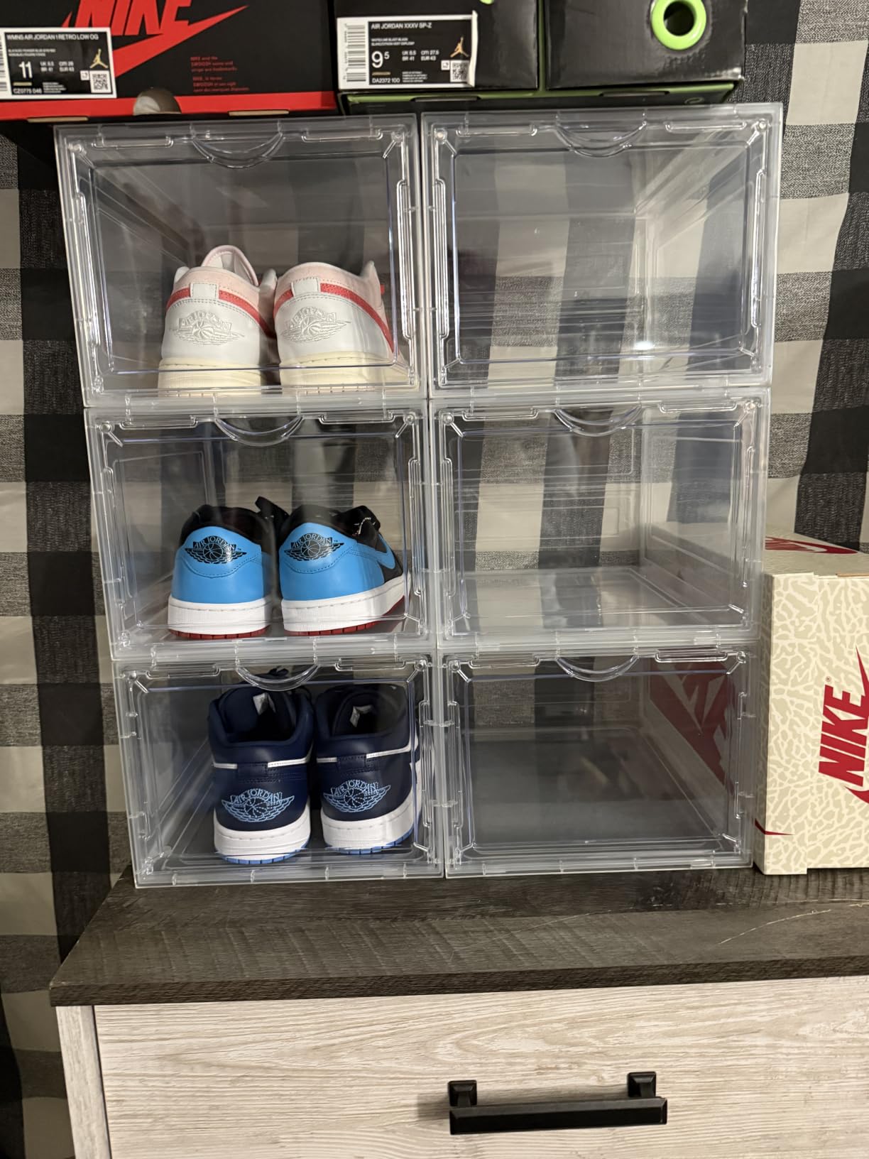 Clemate Upgraded X-Large Shoe Organizer,Shoe Storage Organizer,12 Pack,Shoe Box Clear Plastic Stackable,Drop Front Shoe Box with Clear Door, Shoe Containers For Sneaker Display,Fit up to US Size12 customer photo 2